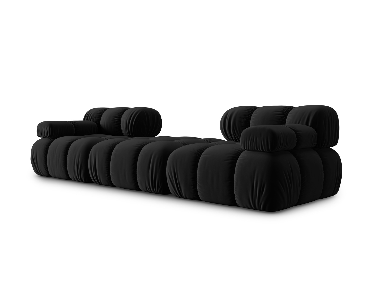 Micadoni Modulares Sofa Bellis 3-Sitzer mit flachem Modul Samt Bluvel Schwarz