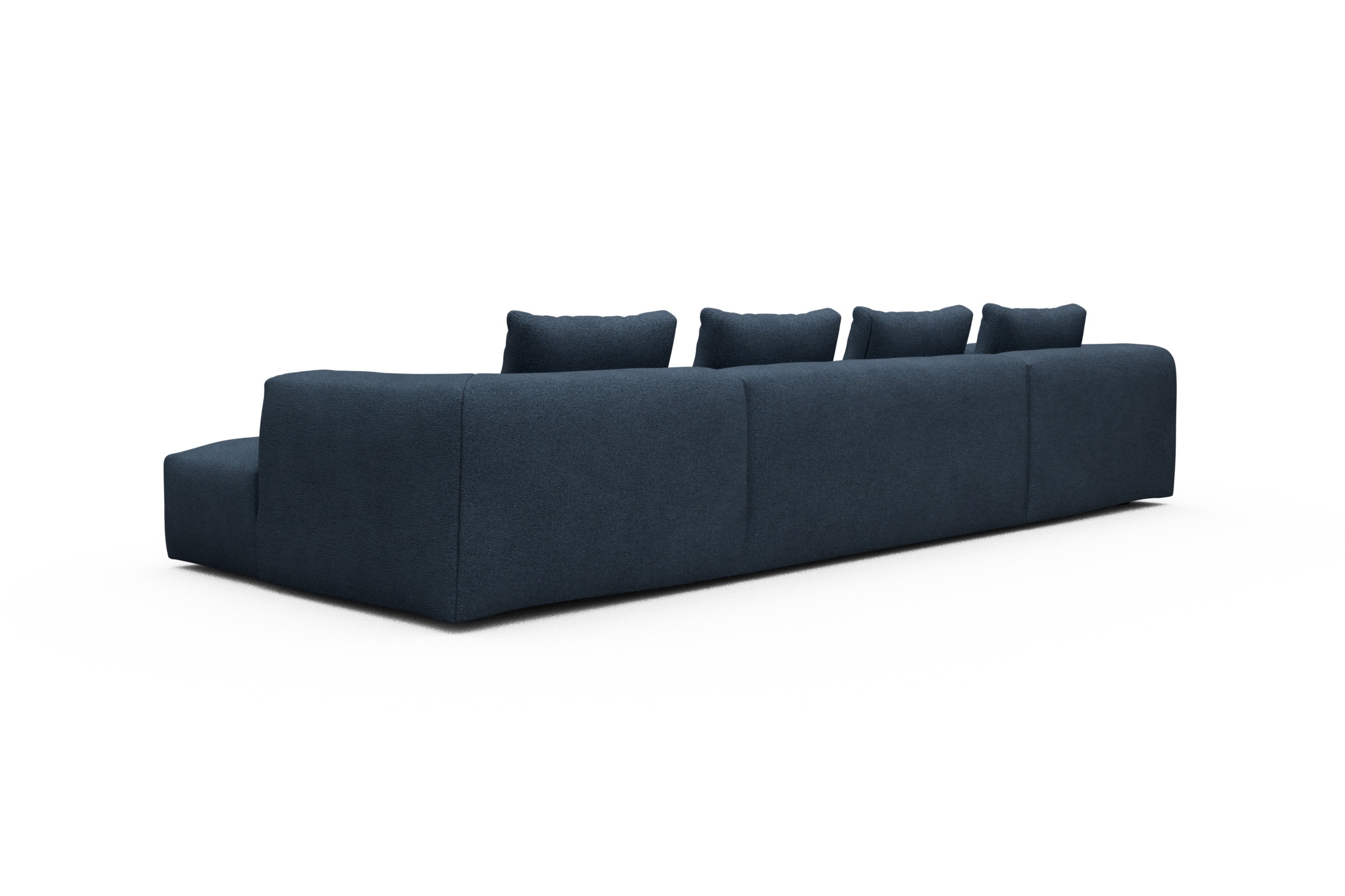 Wohnlandschaft Fred mit 2-Sitzer und Chaiselongue beidseitig Boucle-Blue