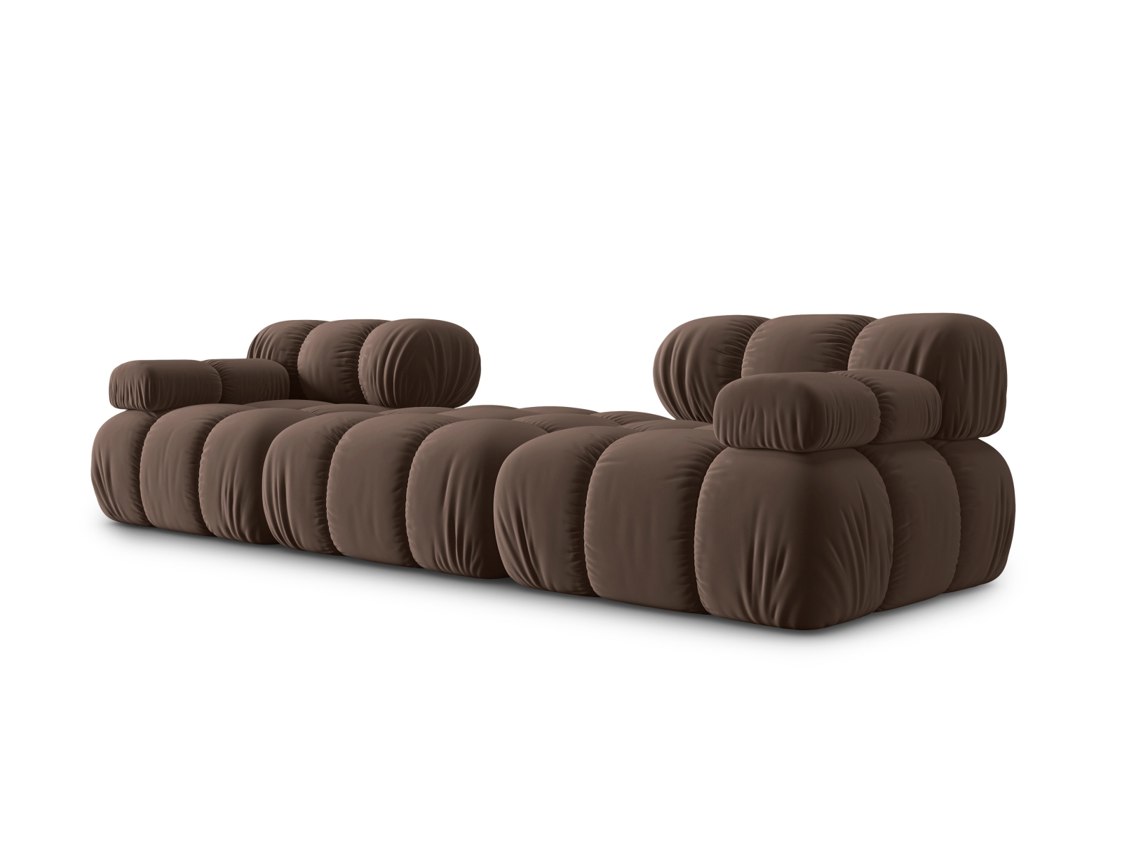 Micadoni Modulares Sofa Bellis 3-Sitzer mit flachem Modul Samt Bluvel Dunkelbraun
