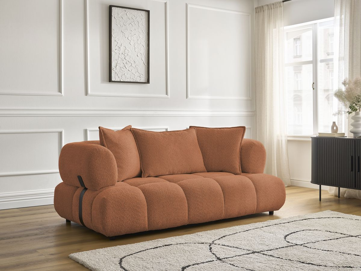 Bobochic Alya Sofa 2-Sitzer Bouclé-Stoff Orange