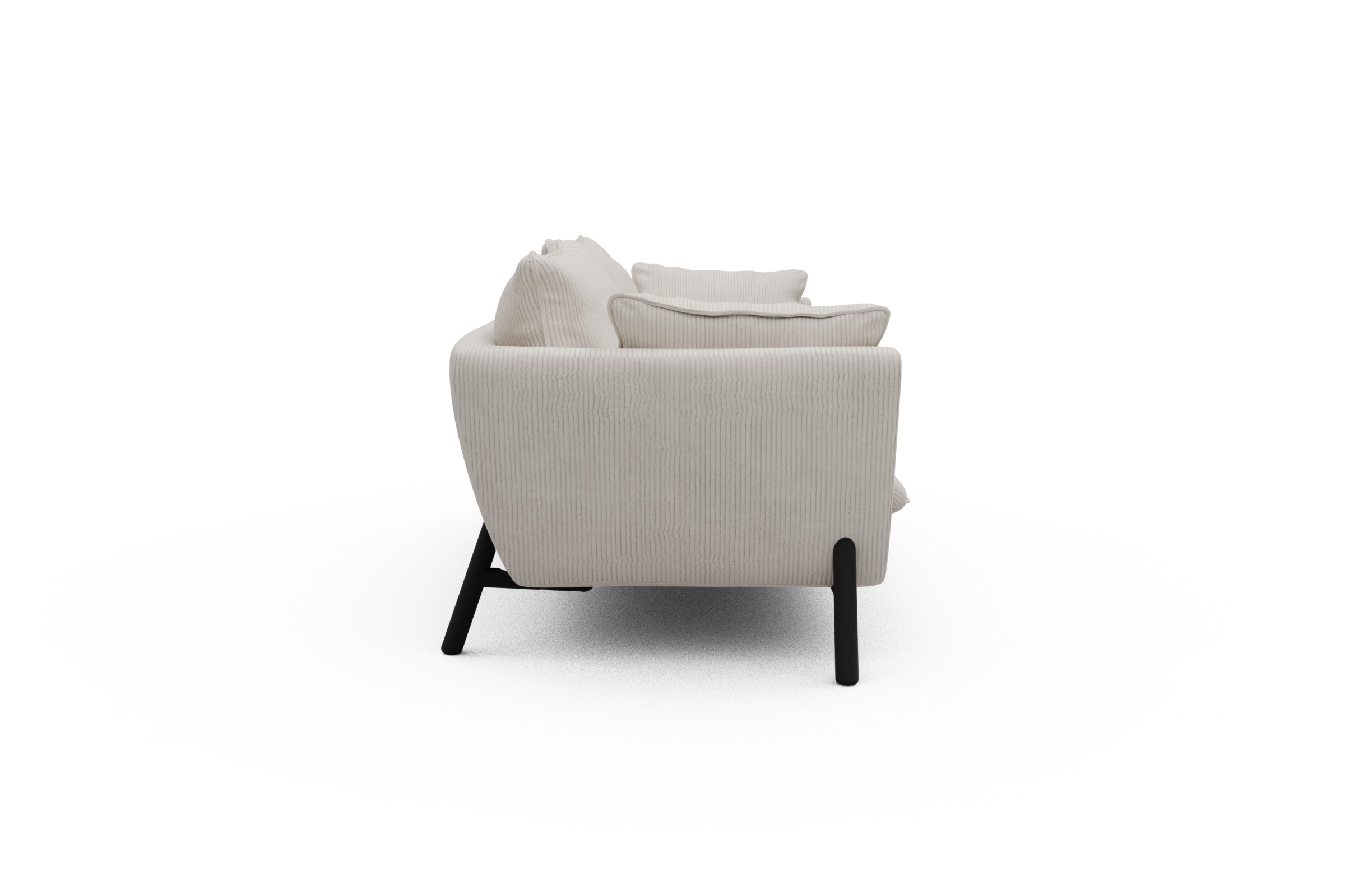 Sofa Emil PREMIUM 3-Sitzer Beinfarbe Eiche Schwarz Corduroy-Ivory