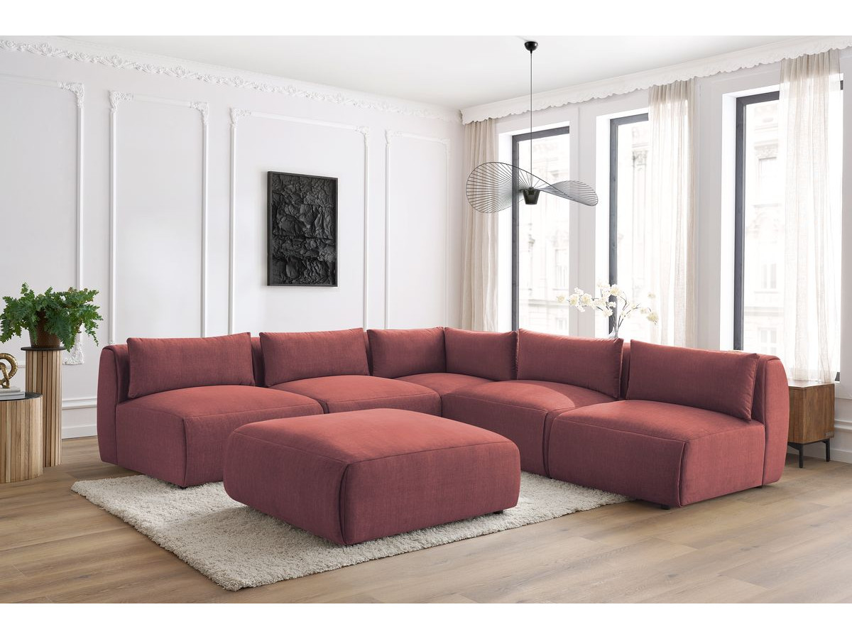 Bobochic Jeanne Ecksofa mit Pouf Samt Orange