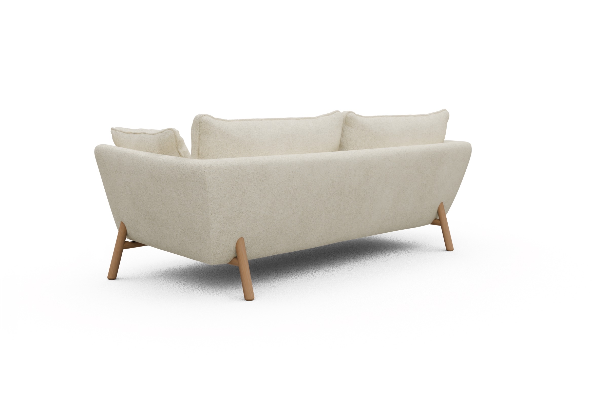 Sofa Emil PREMIUM 3-Sitzer Beinfarbe Eiche Natur Boucle-Off-White