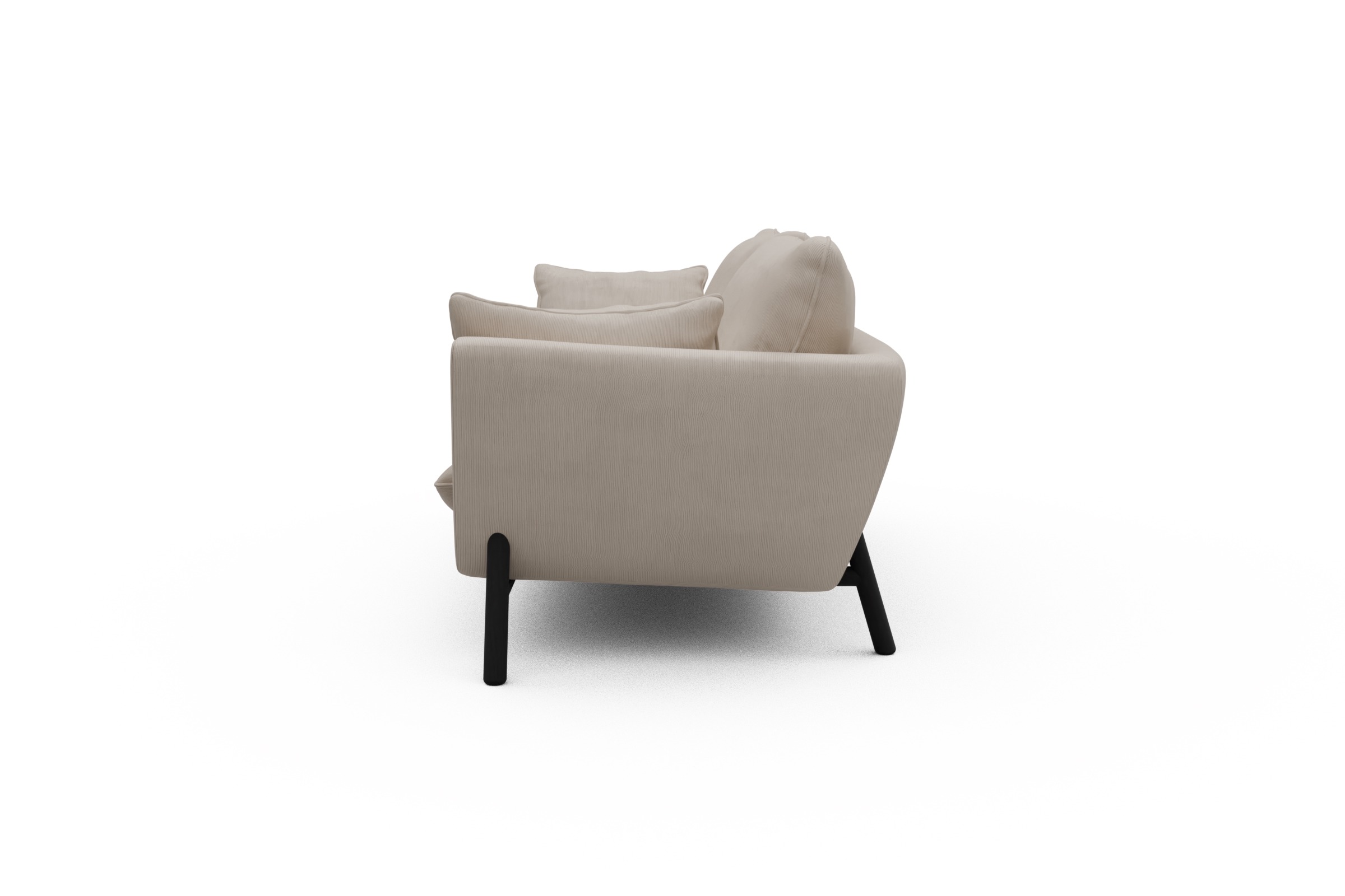 Sofa Emil 3-Sitzer Beinfarbe Eiche Schwarz Cordufine-Off-White
