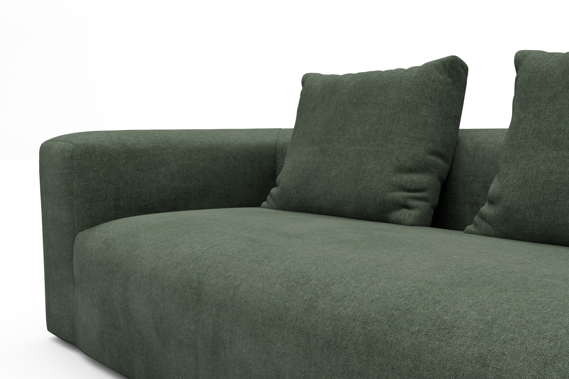 Ecksofa Fred 2x 2,5-Sitzer rechts offen Casone-Forest-Green