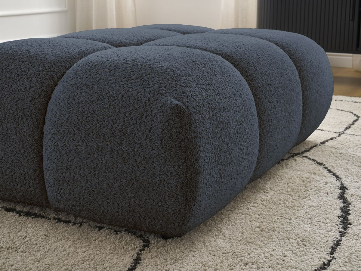 Bobochic Alya Pouf Bouclé-Stoff Dunkelblau