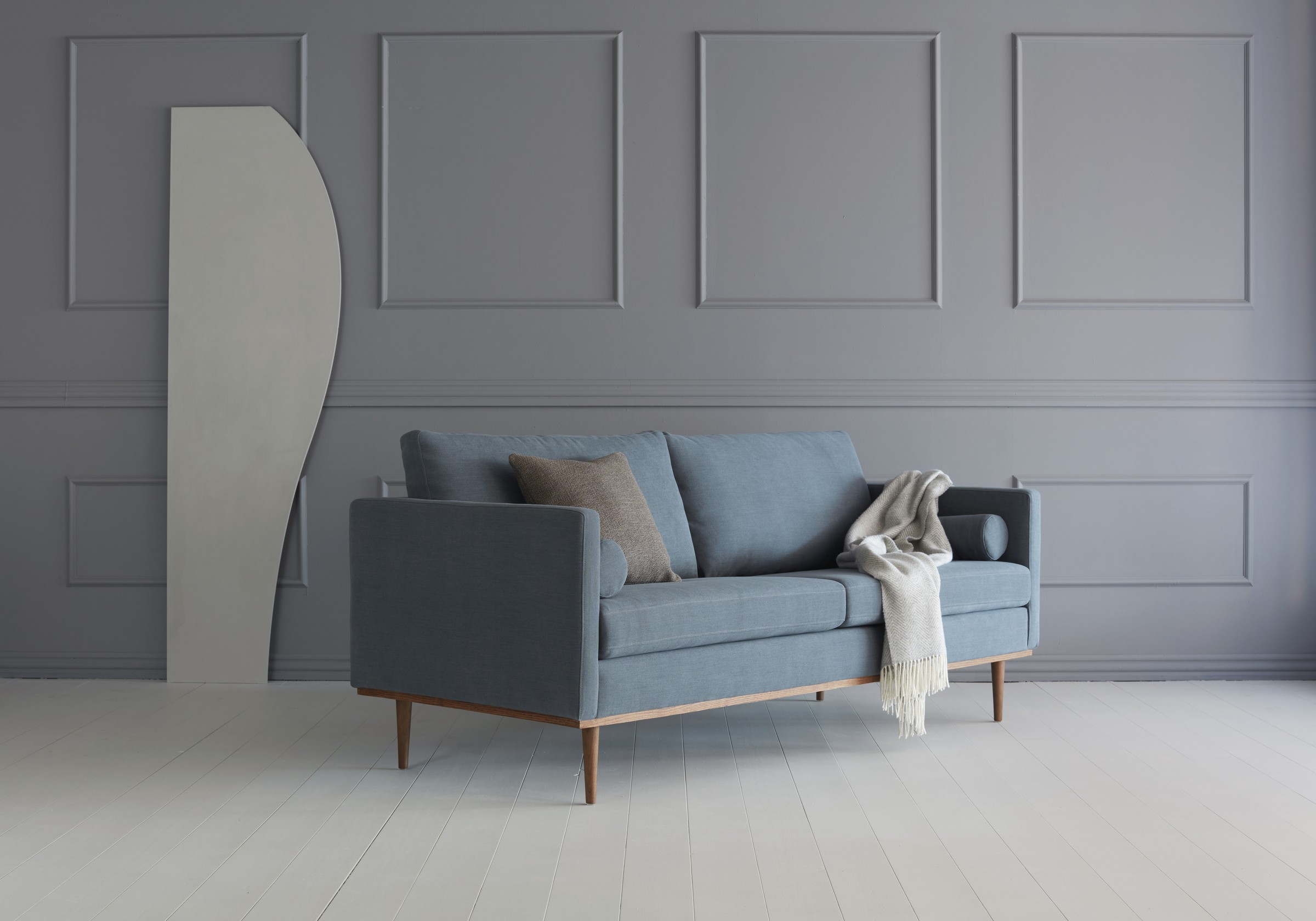 Sofa Bent 3-Sitzer Flachgewebe Vivus 573-Dusty-Blue