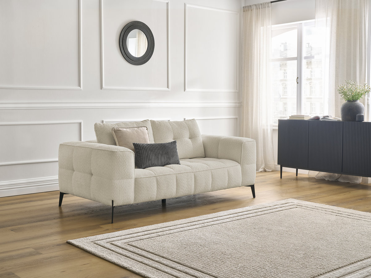 Bobochic Anis Sofa 2-Sitzer Bouclé-Stoff Beige