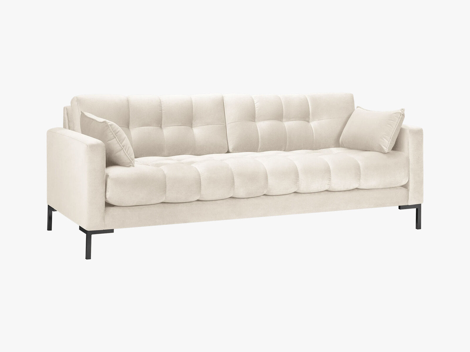 Micadoni Sofa Mamaia 3-Sitzer Samt Bluvel Helles Beige schwarze Beine