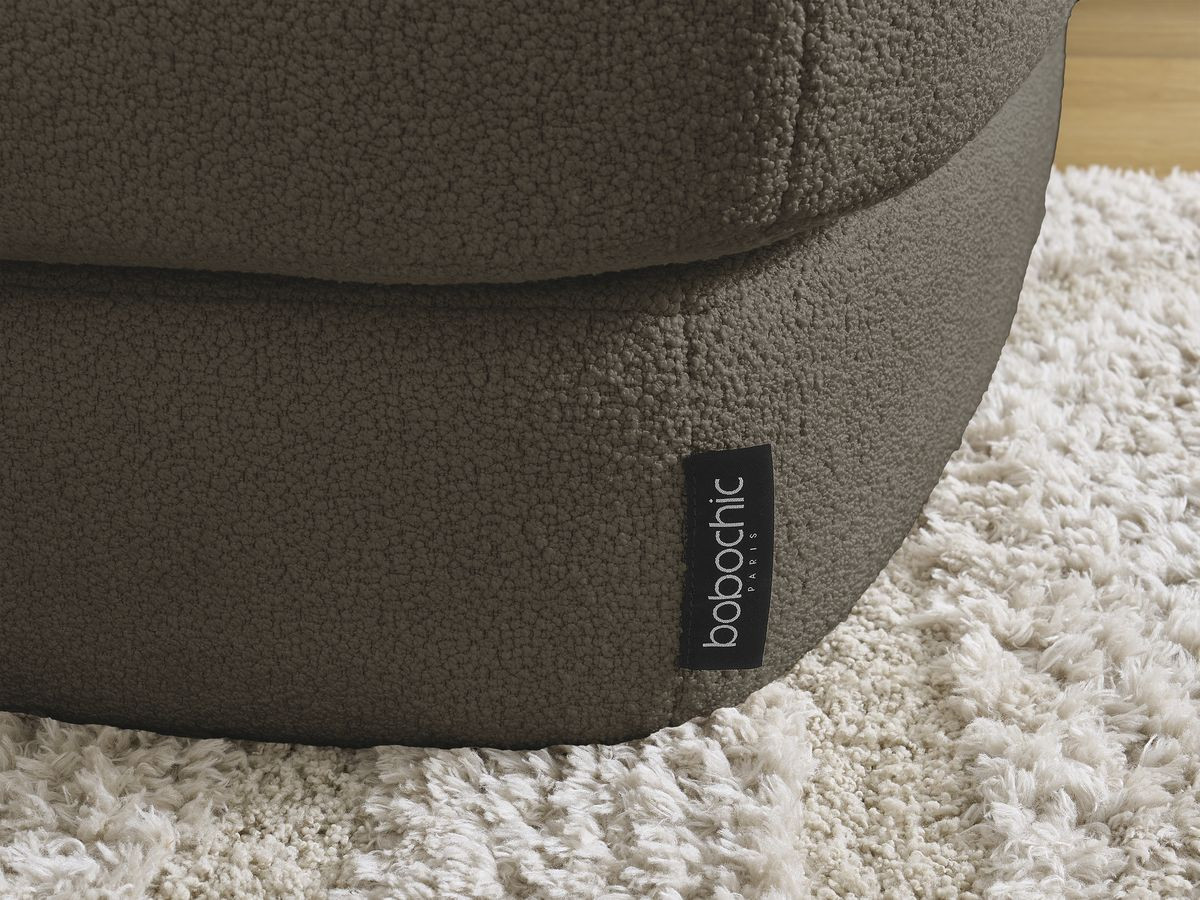 Bobochic Leonore Sofa 3-Sitzer mit Pouf Bouclé-Stoff Braun