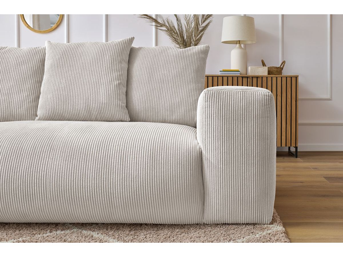 Bobochic Voltaire Ecksofa mit Pouf 268 × 214 cm Cordsamt Beige Ecke links