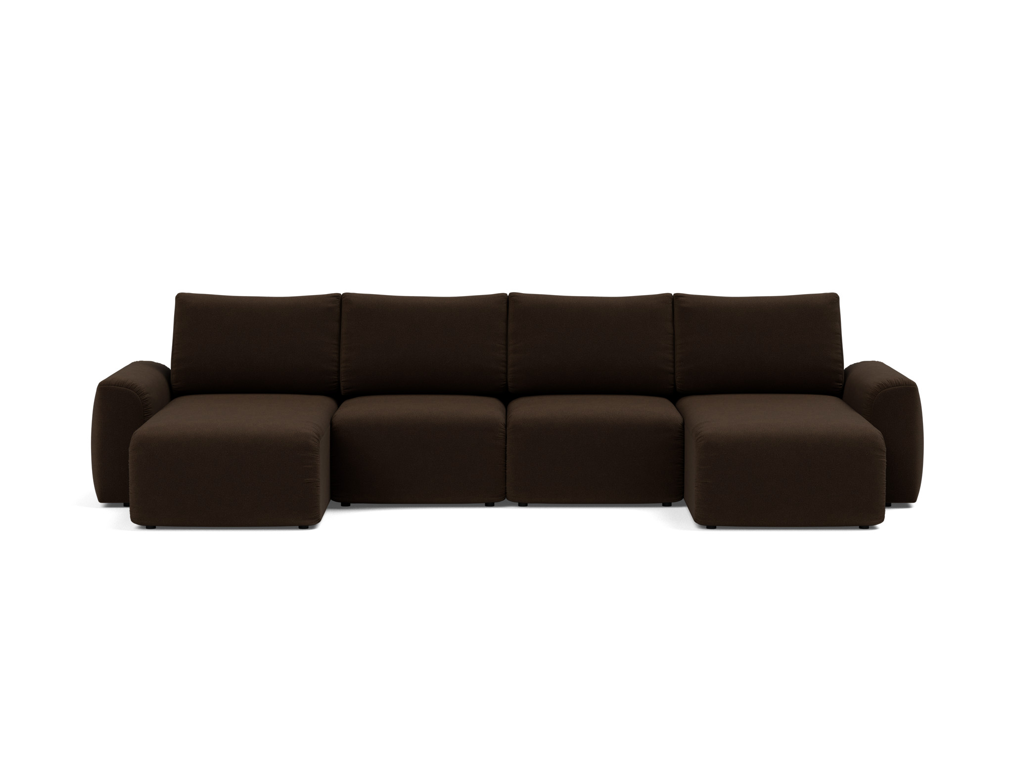 Schlafsofa Norum U-Form mit Chunky-Armlehnen Strukturierter Stoff Taura 358-Chocco