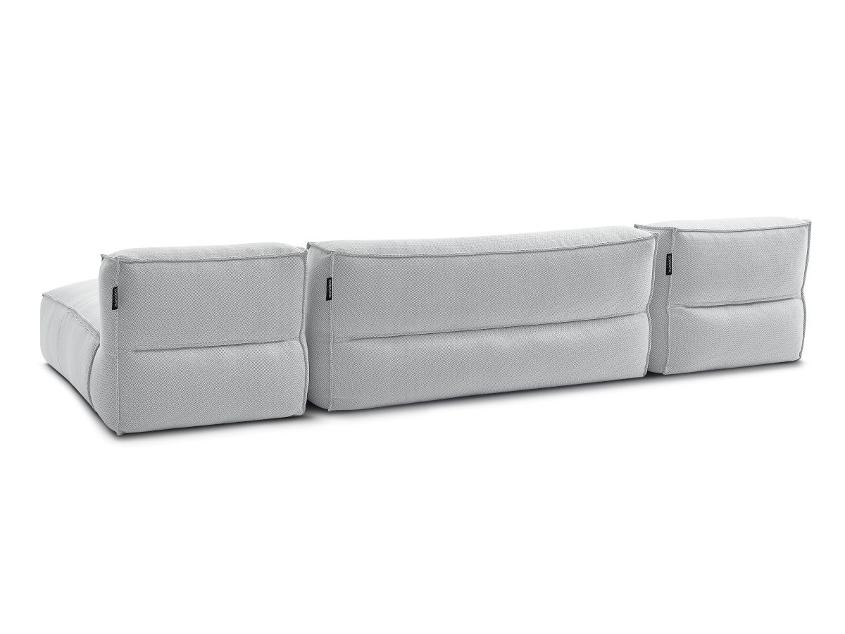 Bobochic Biarritz Gartensofa 4-Sitzer mit Pouf 332 × 168 cm Melange-Stoff Grau