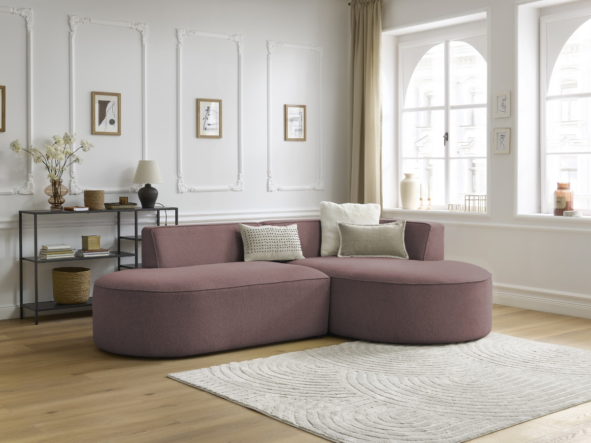 Bobochic Rousseau Ecksofa Melange-Stoff Rosa Ecke rechts