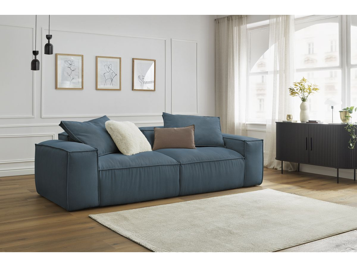 Bobochic Boheme Sofa 3-Sitzer Cordsamt Dunkelblau