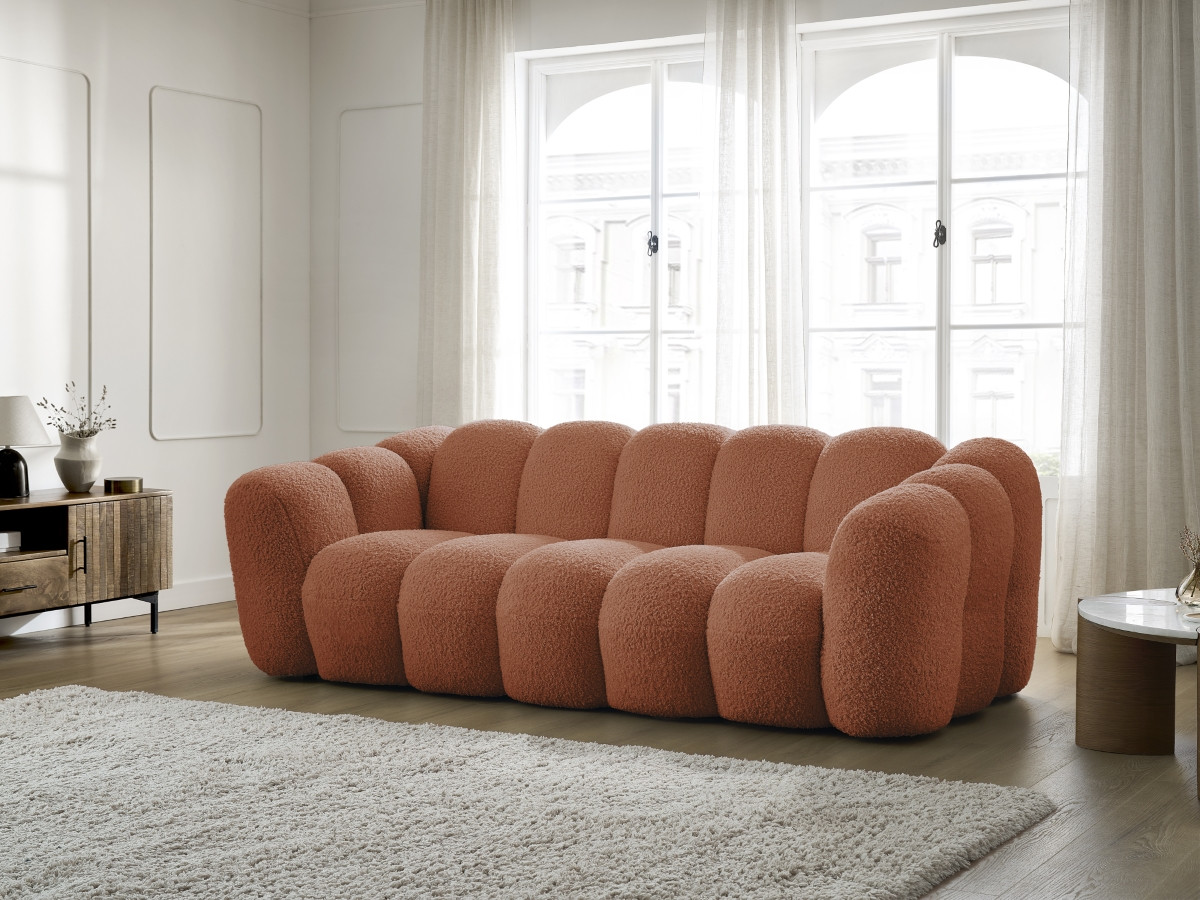 Bobochic Hippolyte Sofa 3-Sitzer Bouclé-Stoff Orange