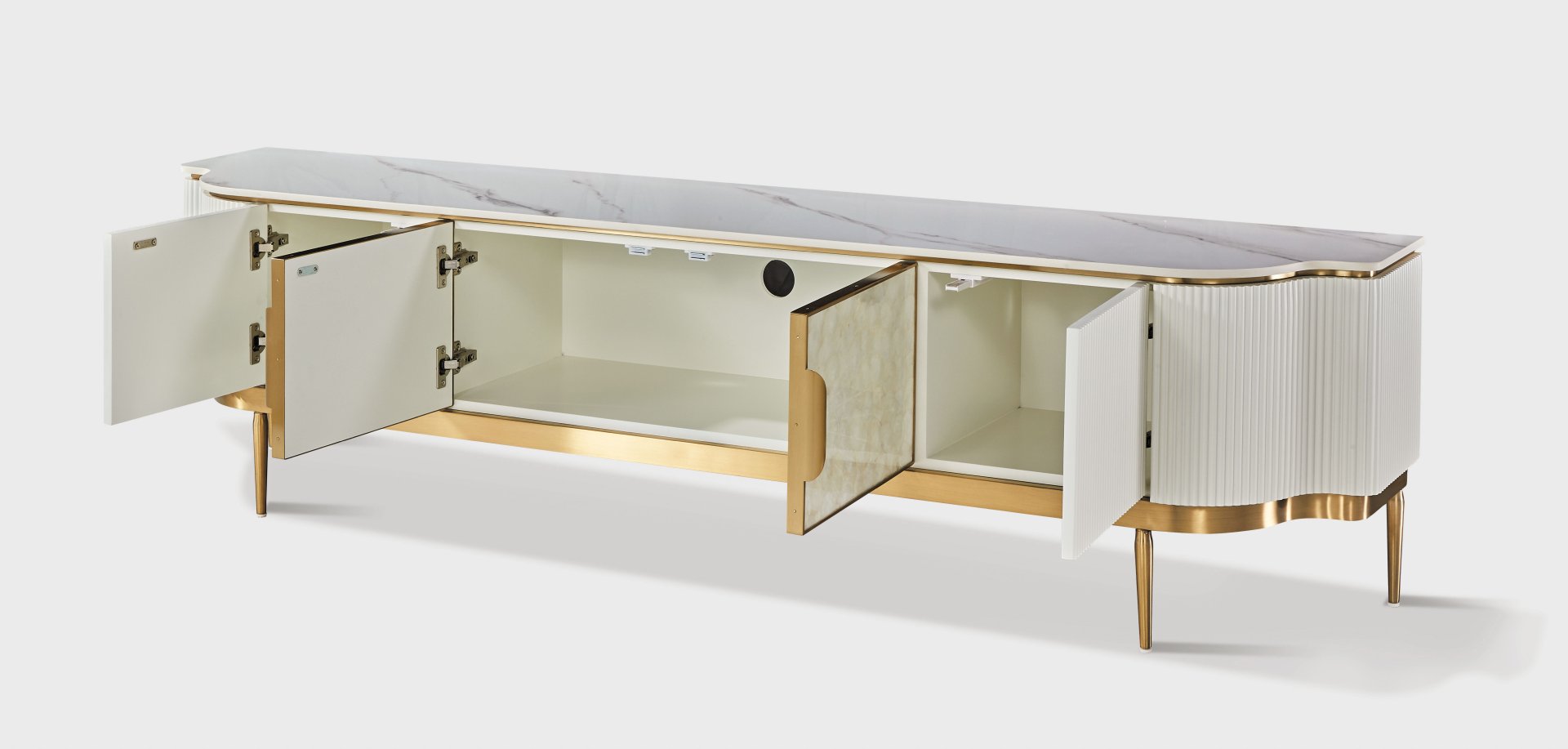 Livin Hill TV-Kommode Stilig 200 × 40 × 52 cm Gebrochenes Weiß, Platte Weiß