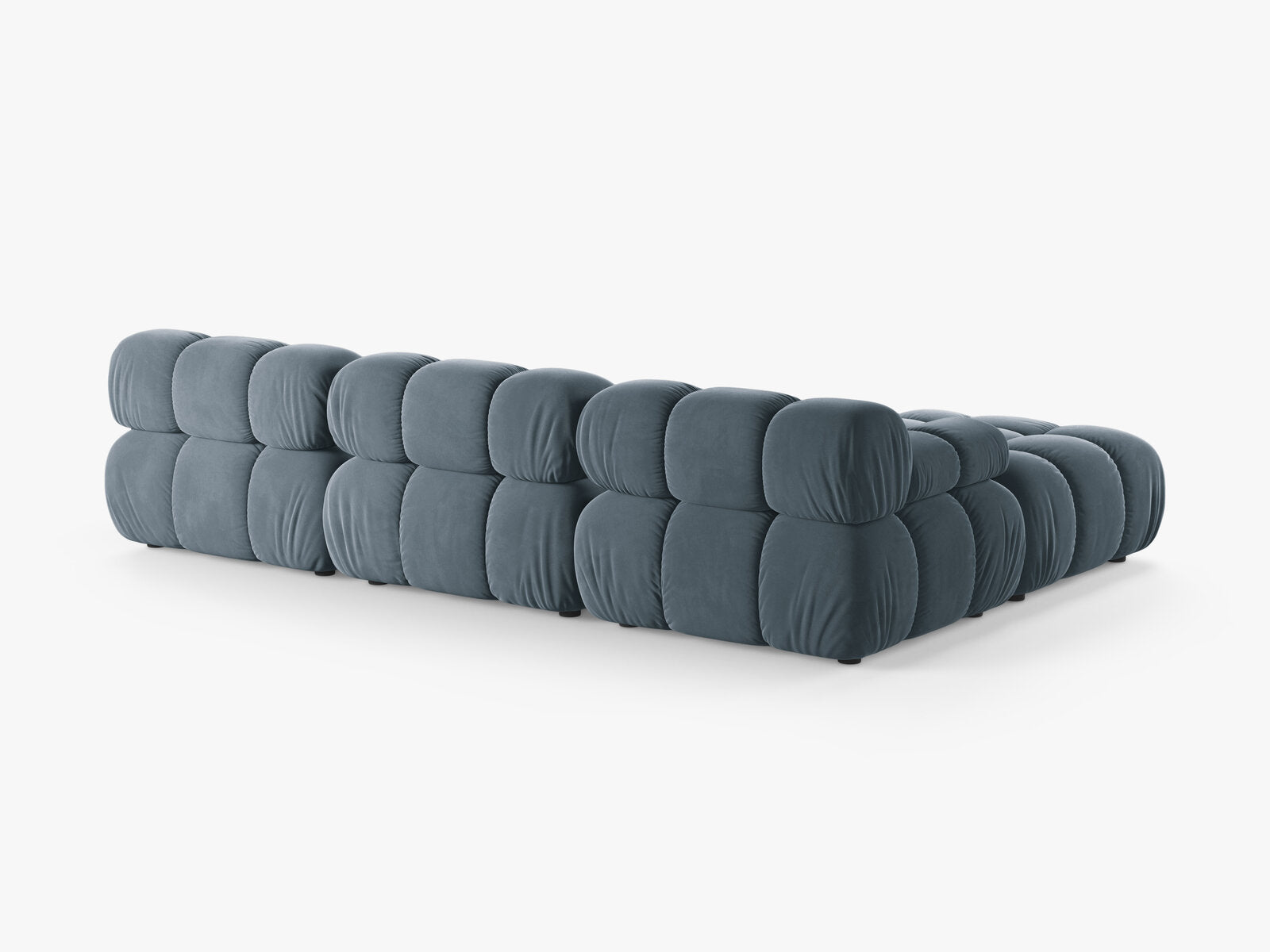 Micadoni Modulares Sofa Bellis 4-Sitzer mit flachem Modul Samt Bluvel Hellblau