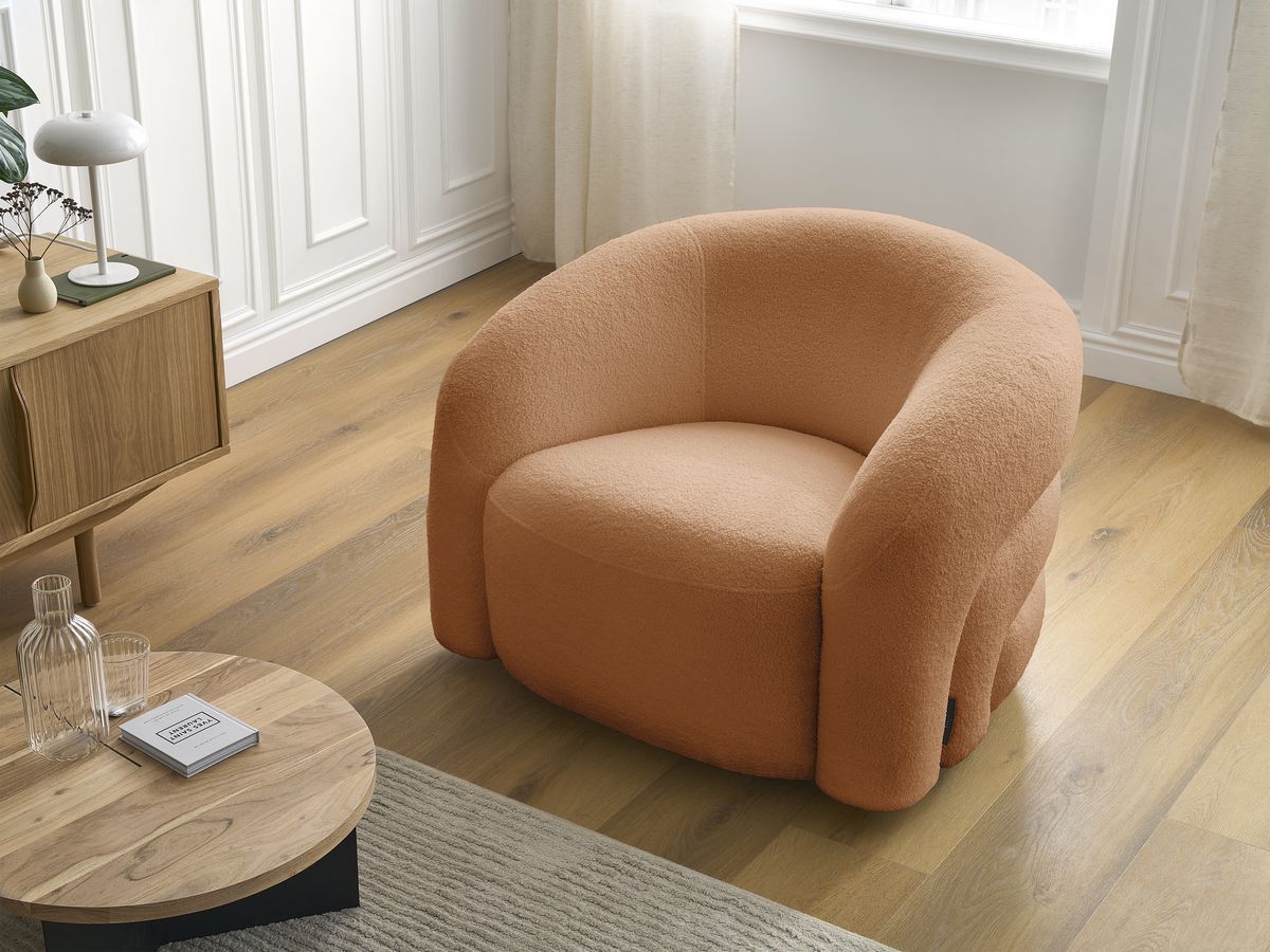 Bobochic Elina Sessel Bouclé-Stoff Orange