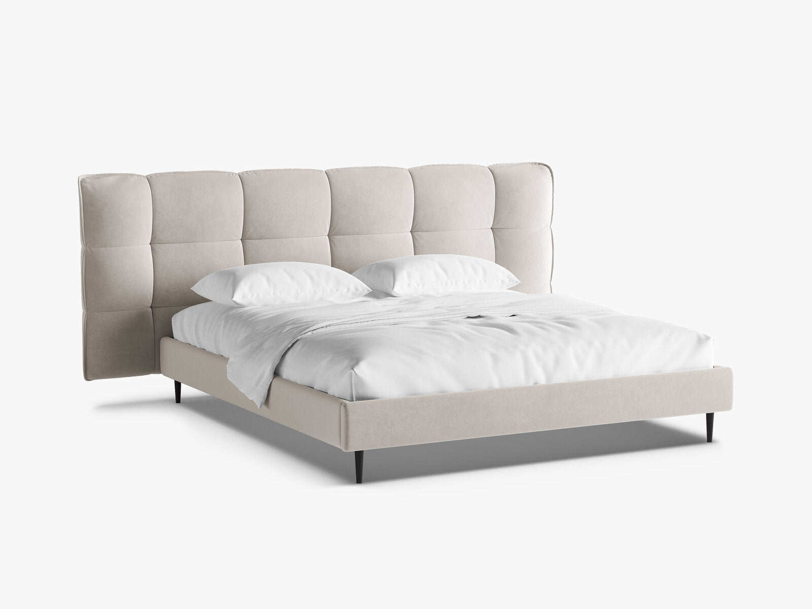 Micadoni Stauraumbett mit Kopfteil Eric with legs Samt Casino Helles Beige 160x200