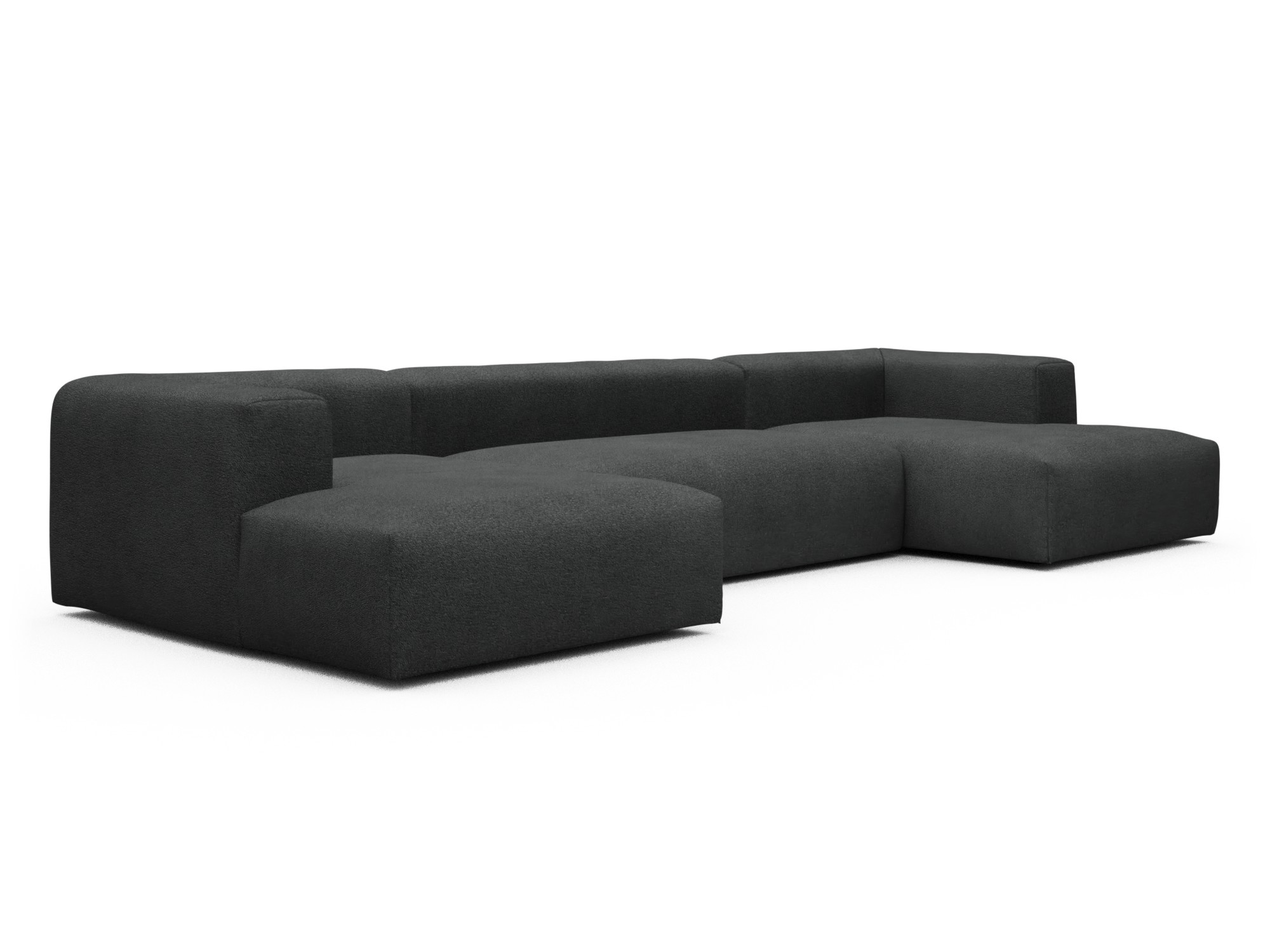 Skandi Home Wohnlandschaft Fred mit 2-Sitzer und Chaiselongue beidseitig Boucle-Charcoal moebelfaktor