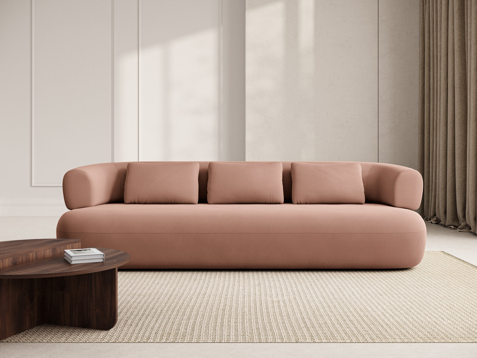 Micadoni Sofa Jenny 3-Sitzer Samt Salvador Rosa