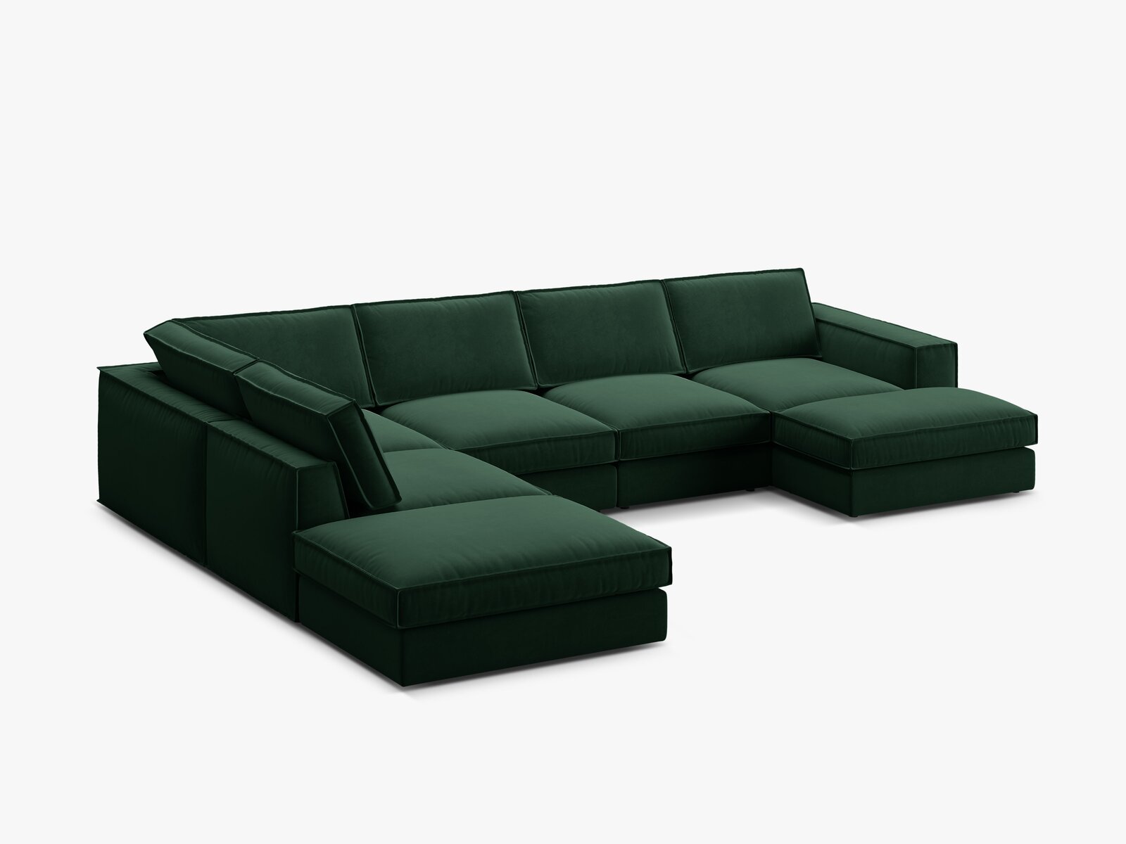 Micadoni modulares Panorama Ecksofa Pola 5-Sitzer Links Samt Salvador Flaschengrün