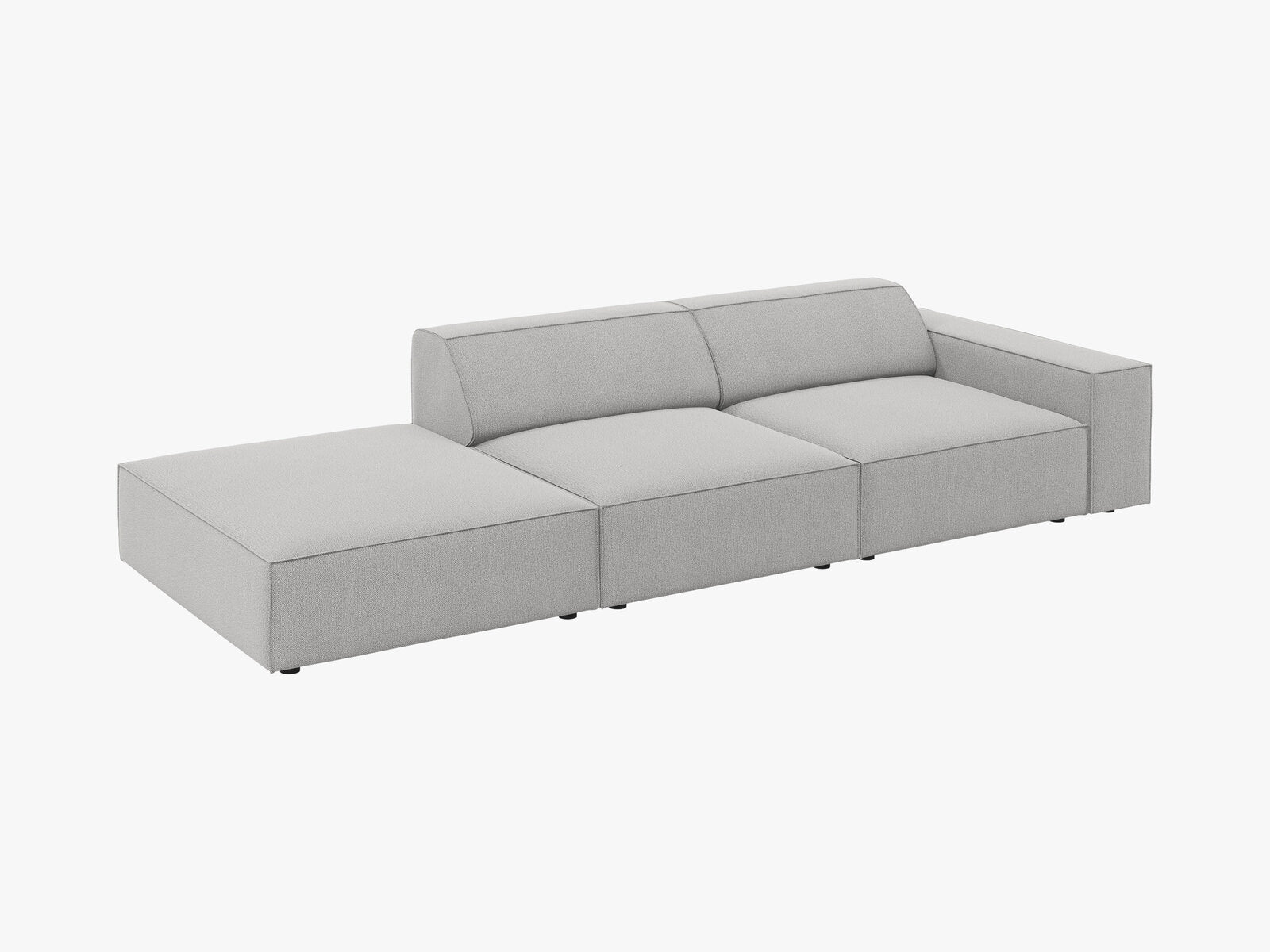 Micadoni Sofa Jodie 3-Sitzer Links Strukturierter Stoff Megan Hellgrau