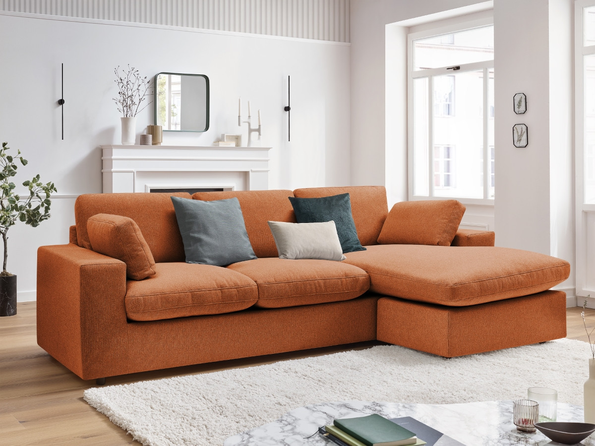 Bobochic Belair Ecksofa 220 × 139 cm Stoff Orange