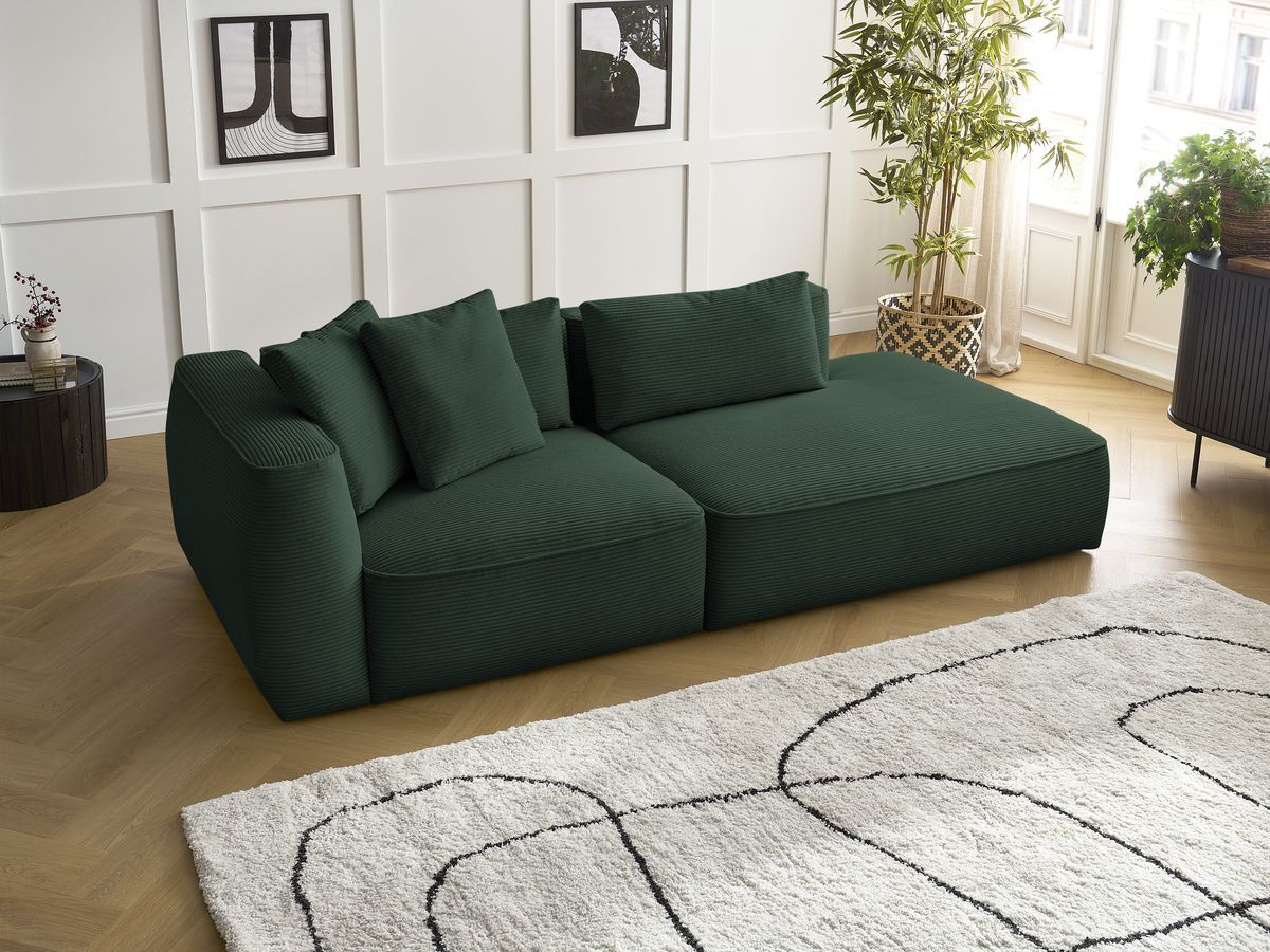 Bobochic Leopold Sofa 3-Sitzer Cordsamt Dunkelgrün Armlehne links