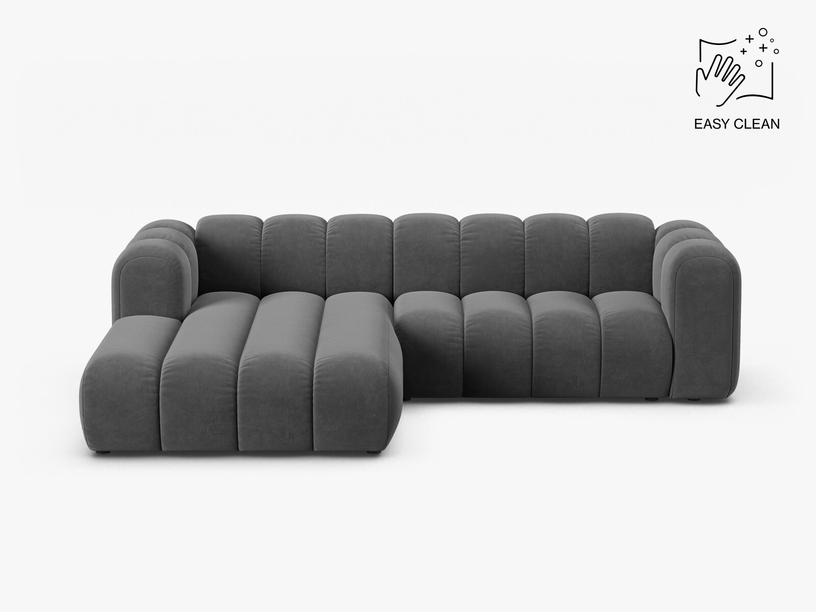 Micadoni Modulares Ecksofa Lupine 4-Sitzer mittelgroß Links Samt Venus Grau