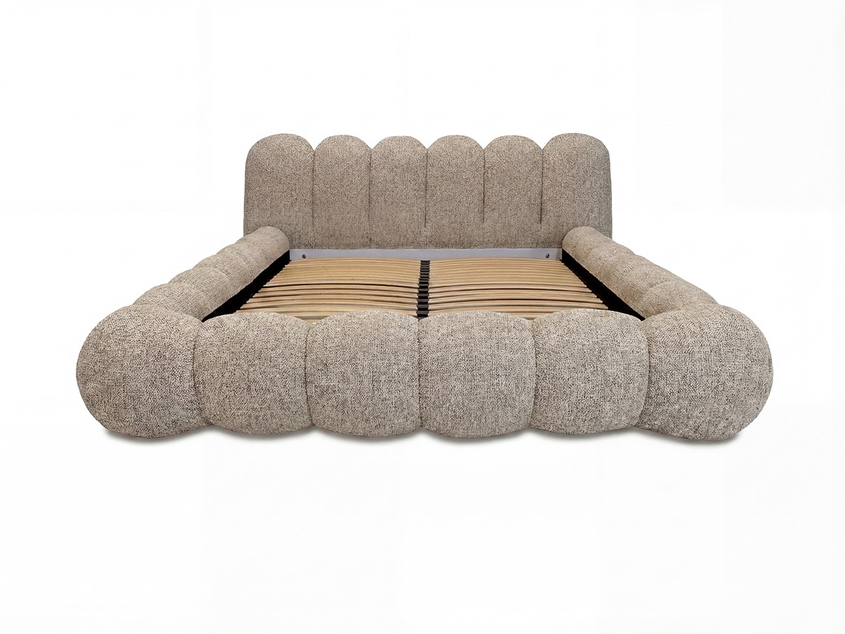 Bobochic Bobby Polsterbett Melange-Stoff Taupe, Liegefläche 140 × 190 cm