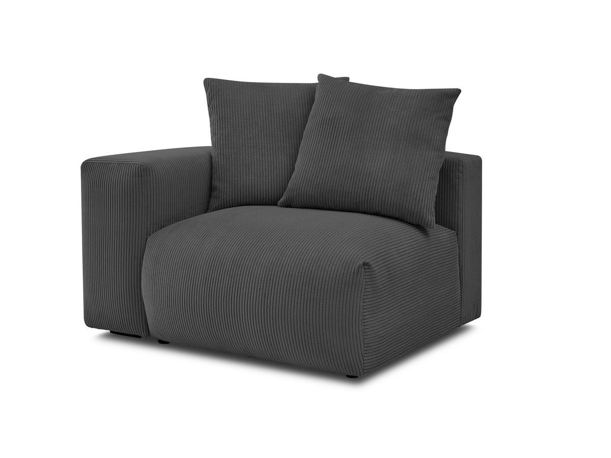 Bobochic Voltaire Sofamodul 1-Sitzer 130 × 100 cm Cordsamt Dunkelgrau Ecke links