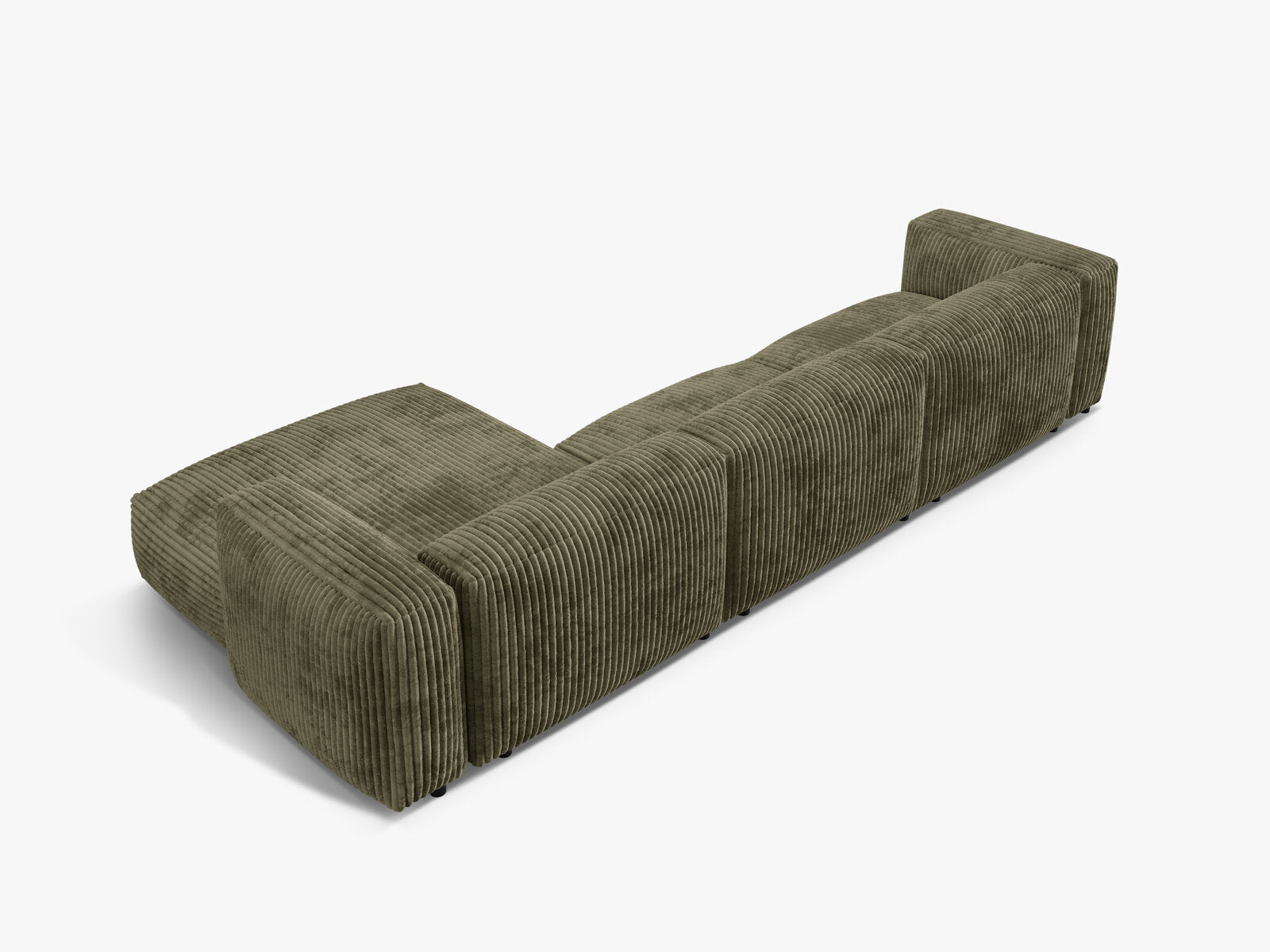 Micadoni Ecksofa Martina 3-Sitzer Rechts Kord Tilia Moßgrün