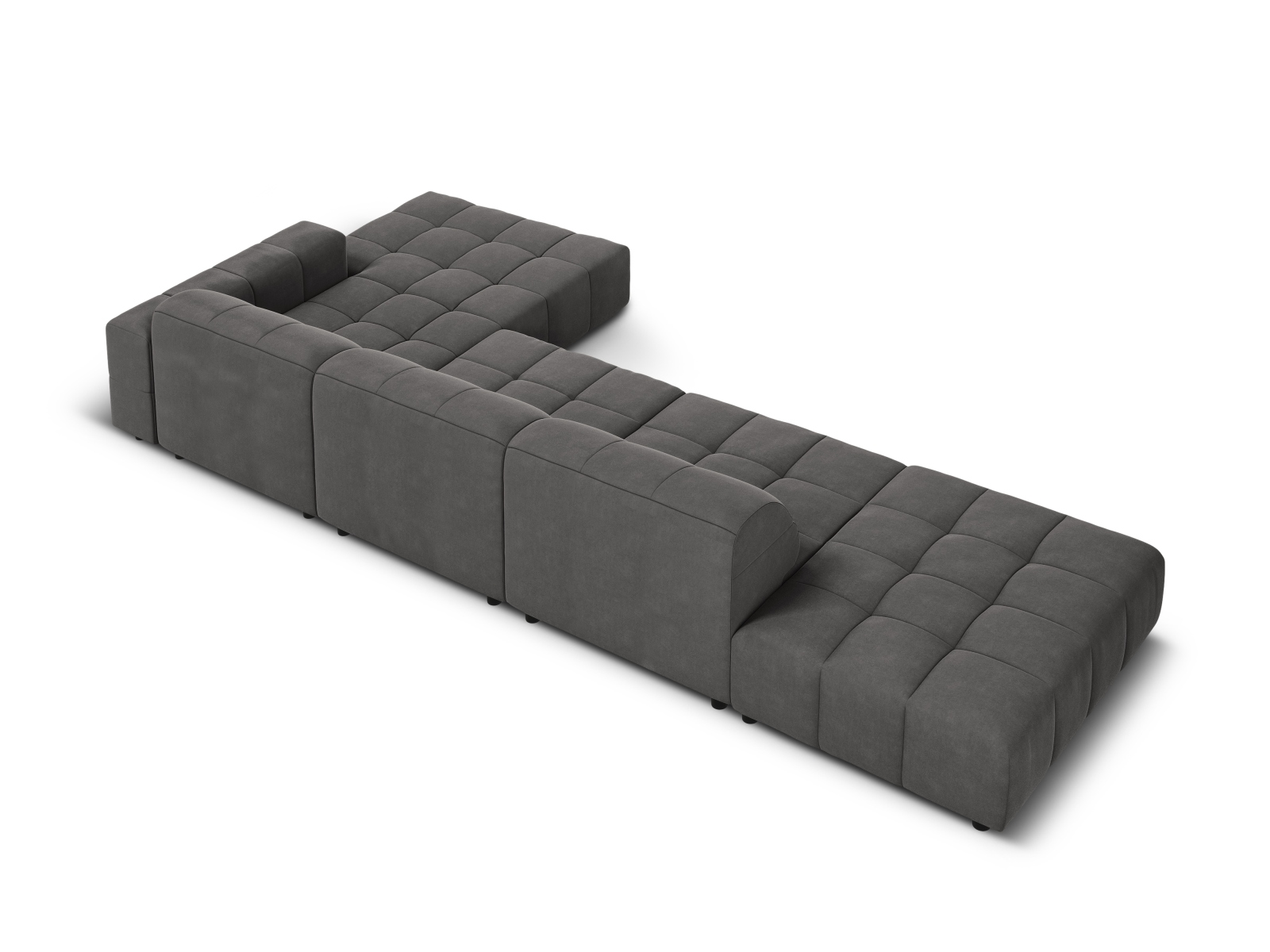 Cosmopolitan Design Ecksofa Chicago 5-Sitzer offen Samt Bluvel Grau Rechts