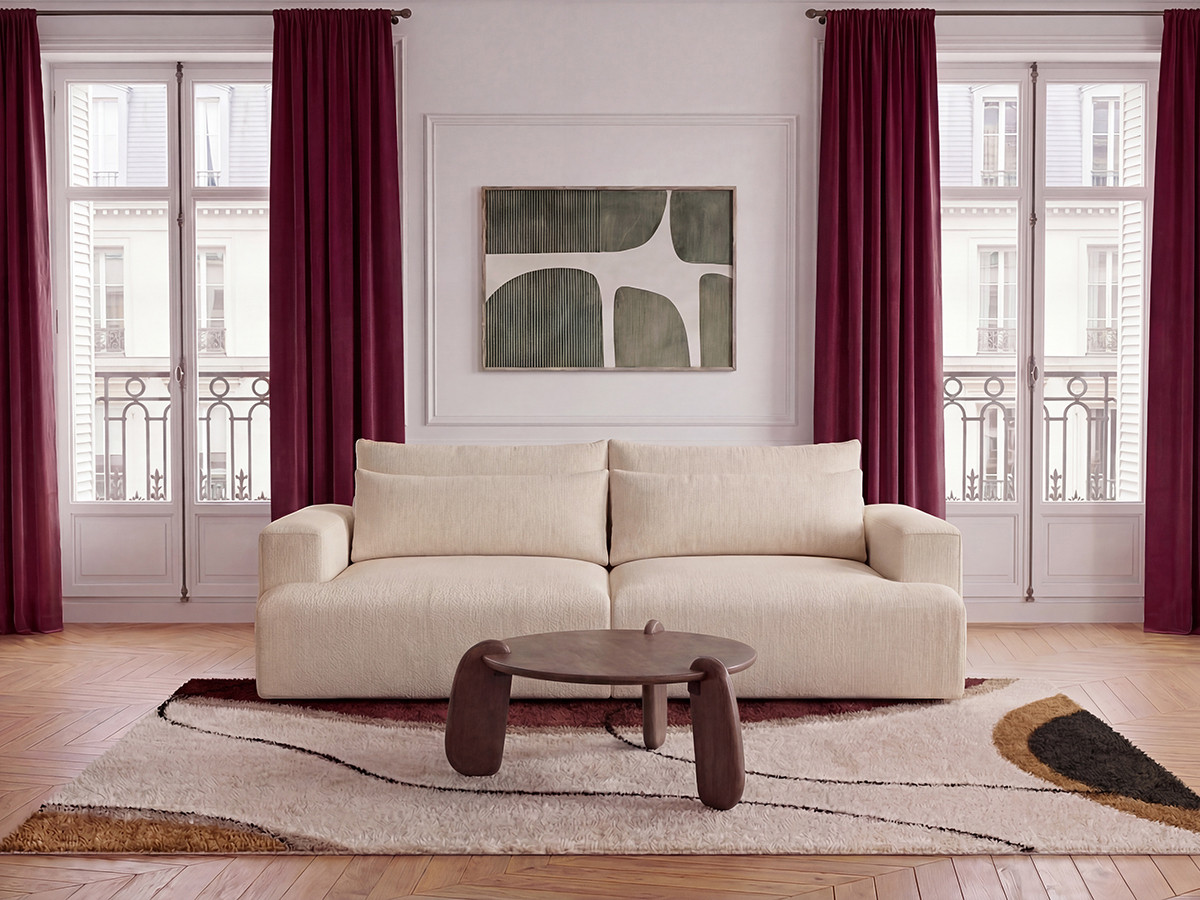 Bobochic Twiny Sofa 3-Sitzer Stoff Beige