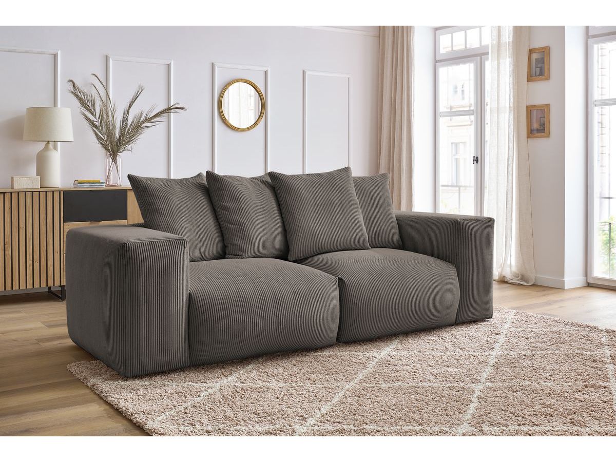 Bobochic Voltaire Sofa 3-Sitzer 248 × 100 cm Cordsamt Taupe