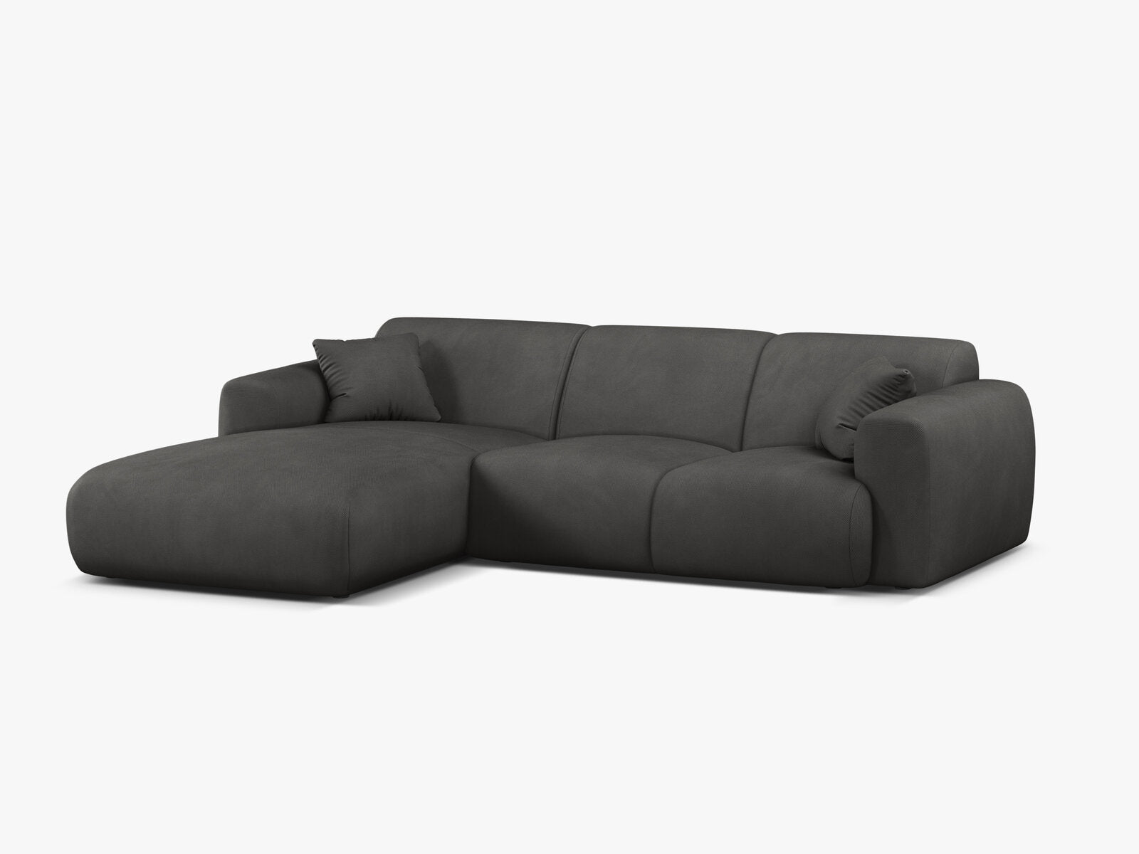 Micadoni Ecksofa Molino 4-Sitzer Links Strukturierter Stoff Rebel Dunkelgrau