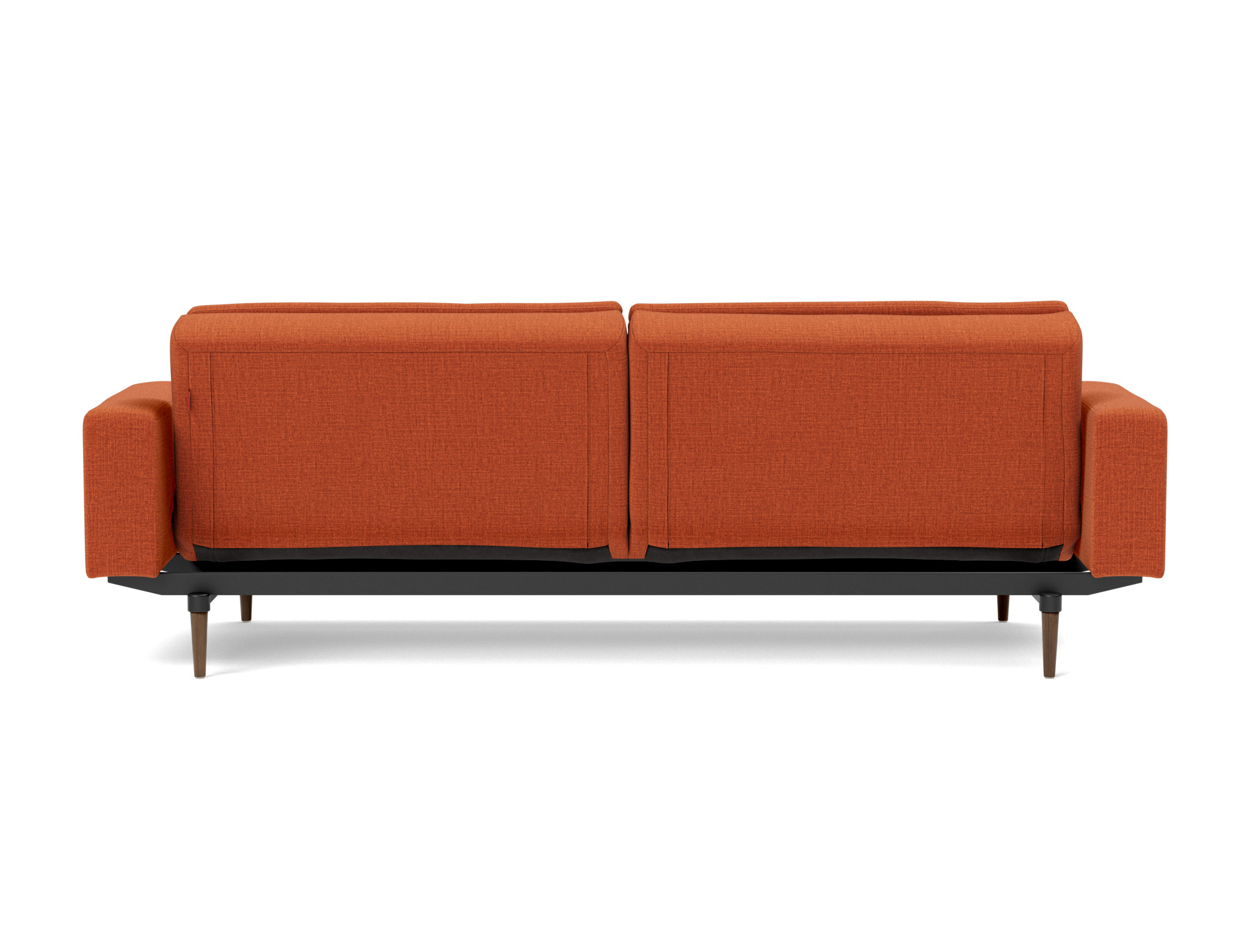 Schlafsofa Dublexo mit Armlehnen Chenille Esina 412-Rust-Orange Beine Styletto Eiche dunkel