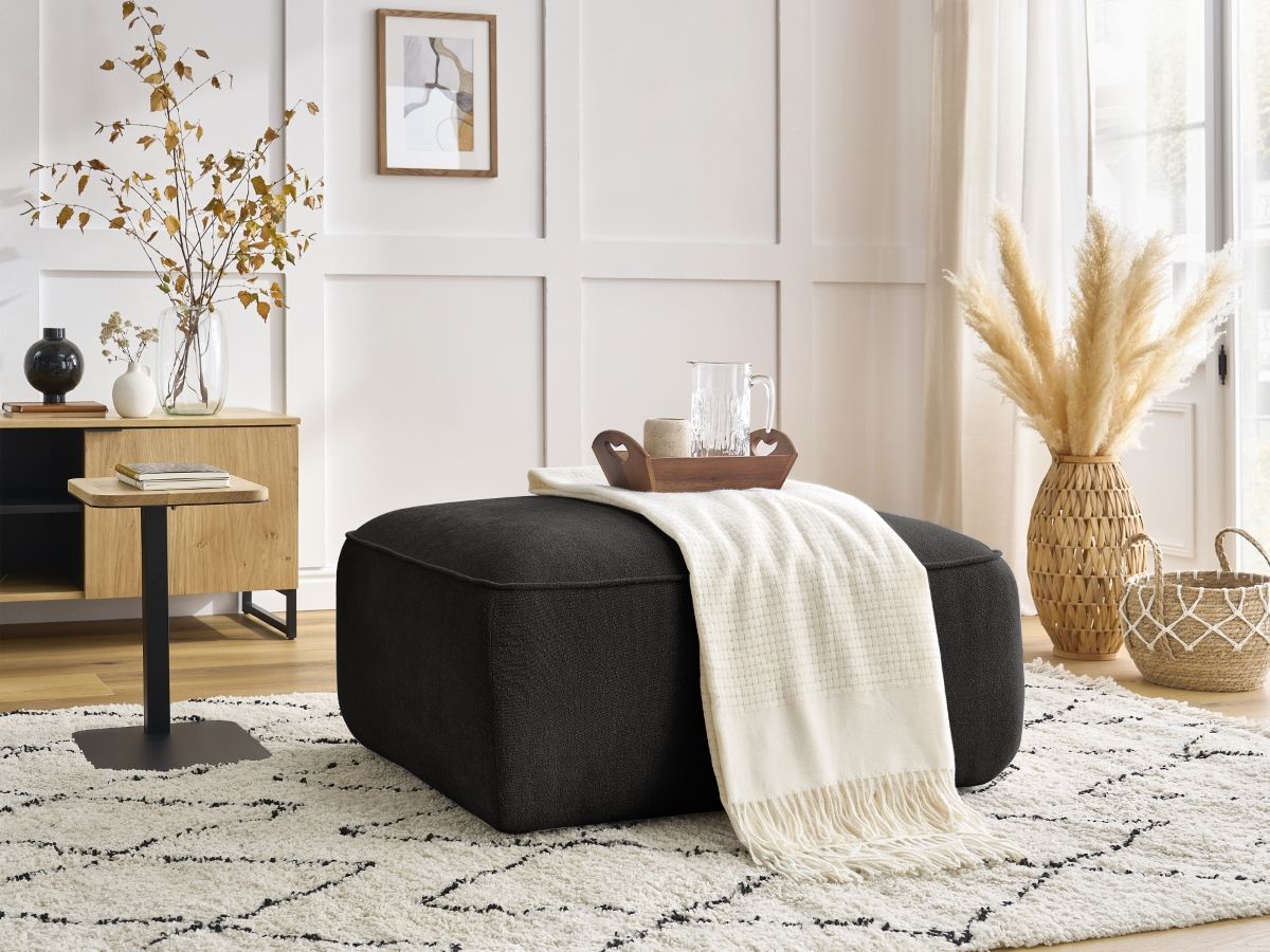 Bobochic Zephyr Pouf Strukturstoff Schwarz