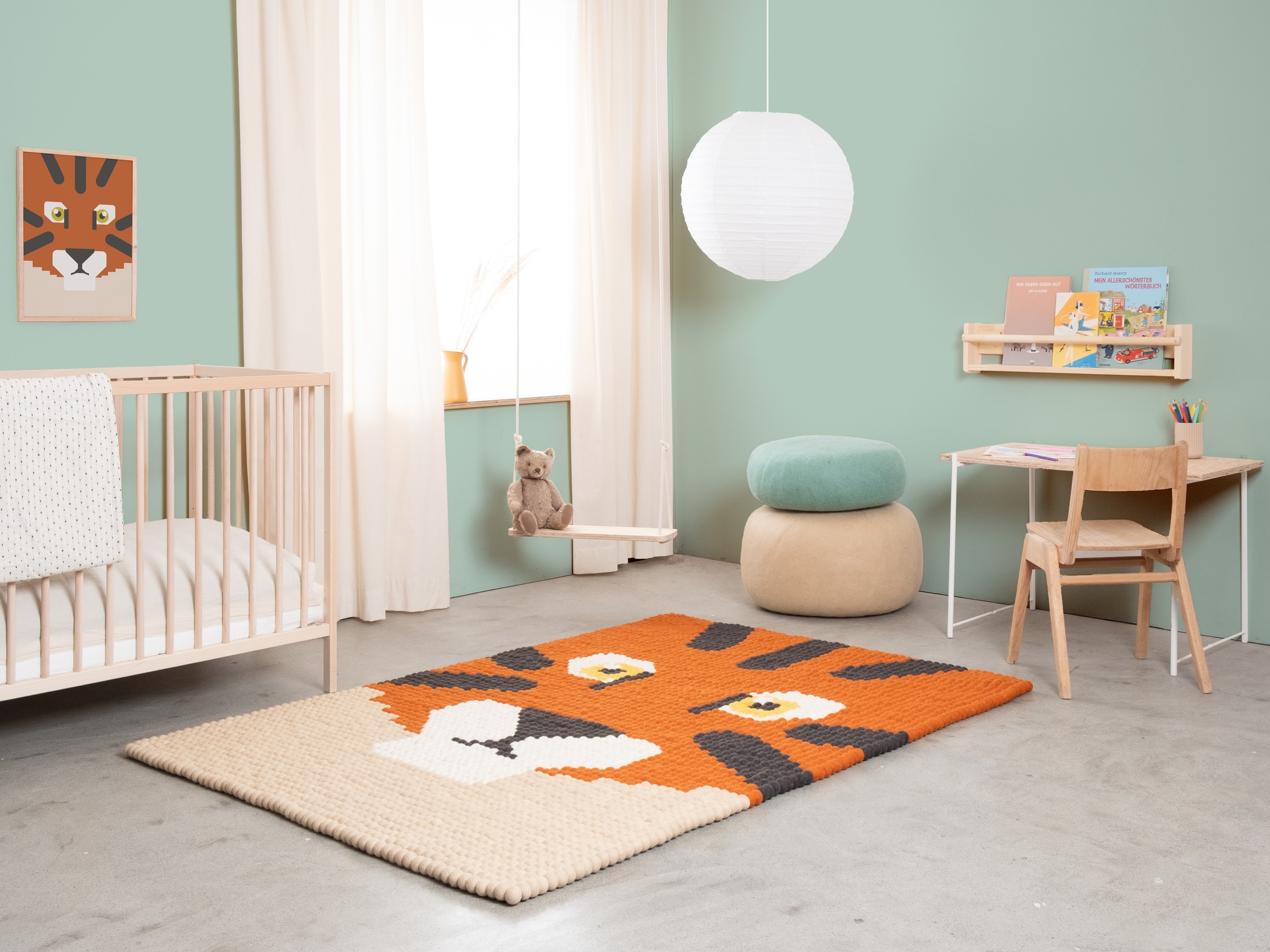 myfelt Shira Filzkugelteppich Orange