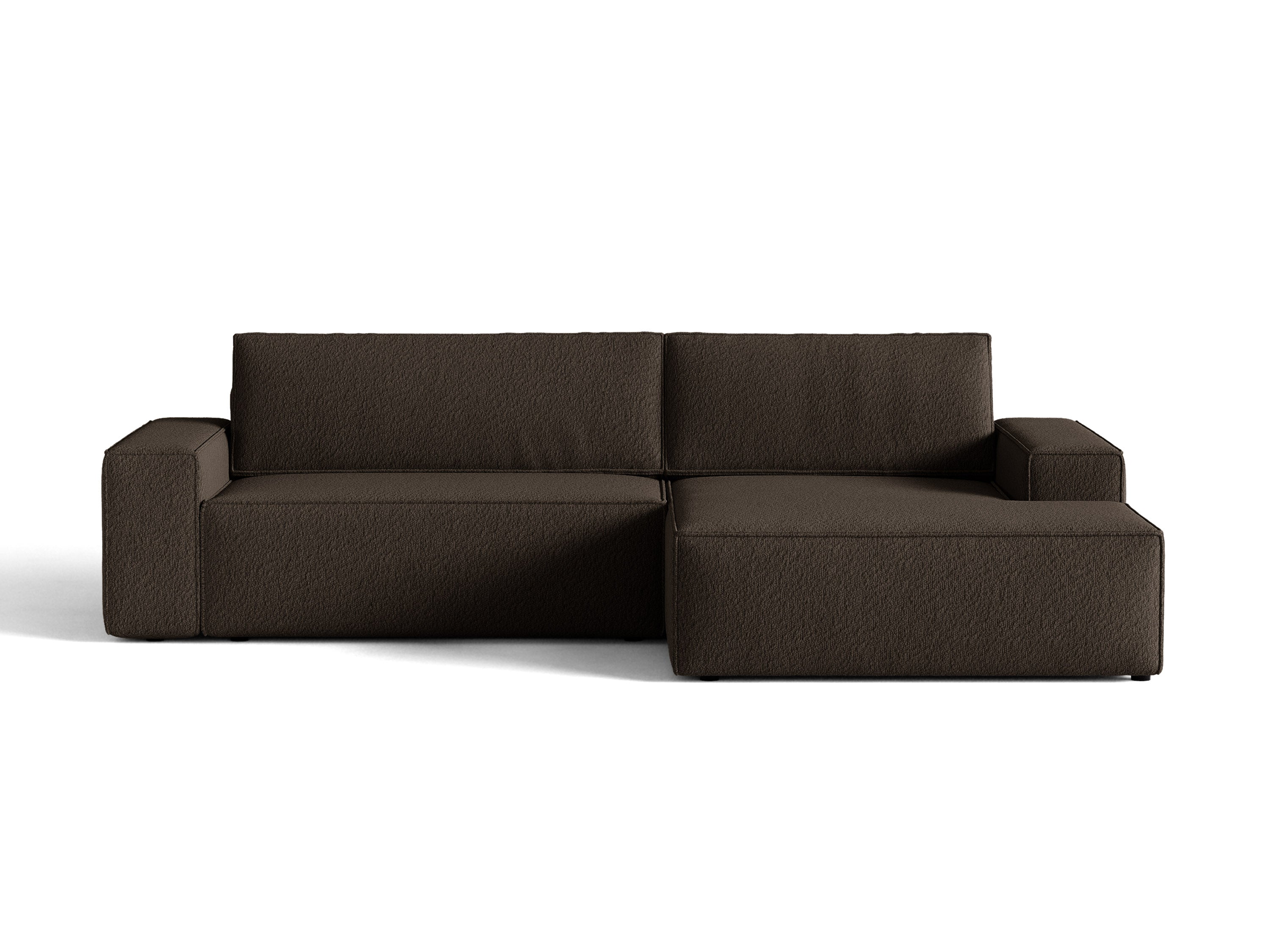 Micadoni Schlaf-Ecksofa Jodie 3-Sitzer Boucle Baloo Braun Rechts