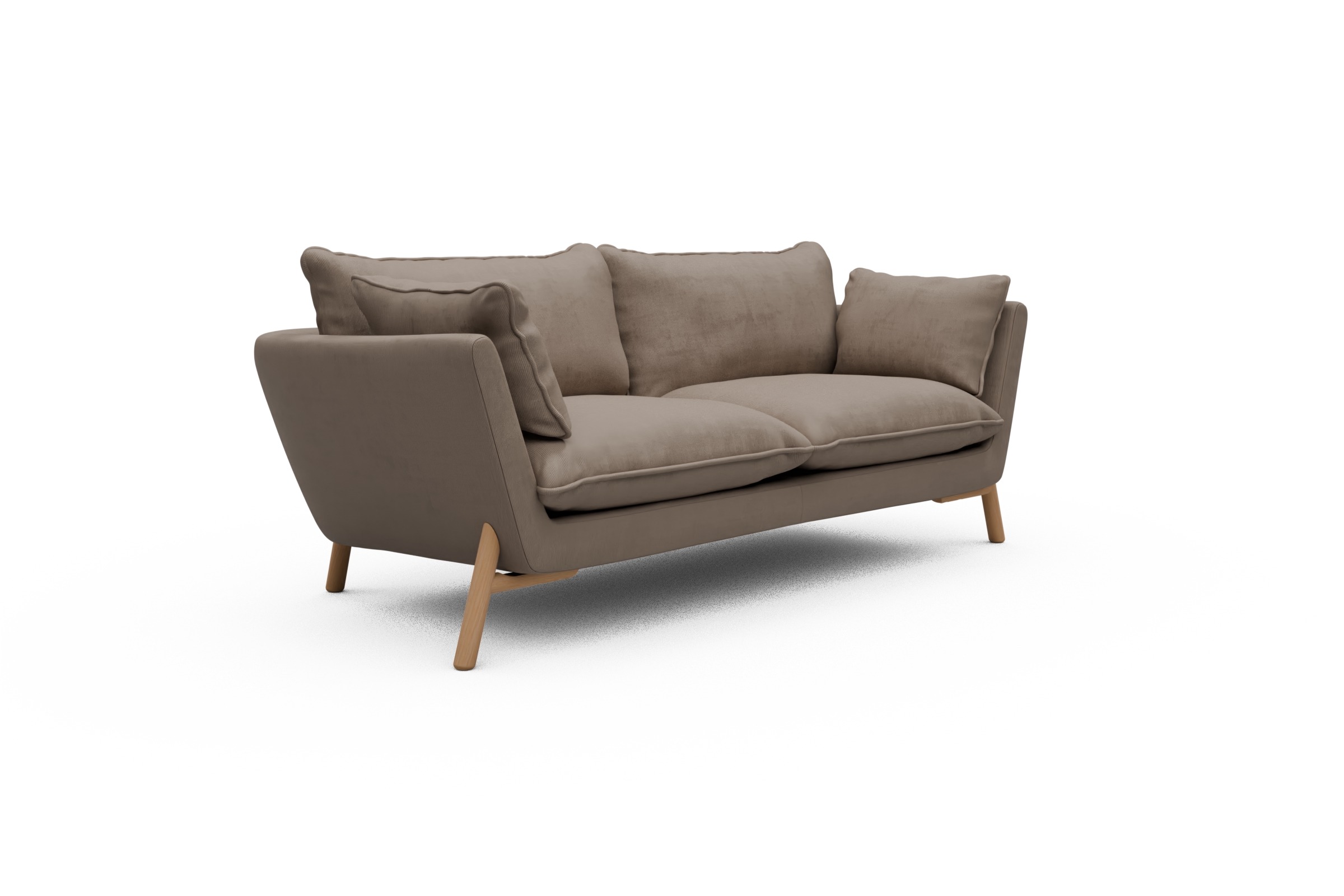 Sofa Emil PREMIUM 2-Sitzer Beinfarbe Eiche Natur Cordufine-Beige