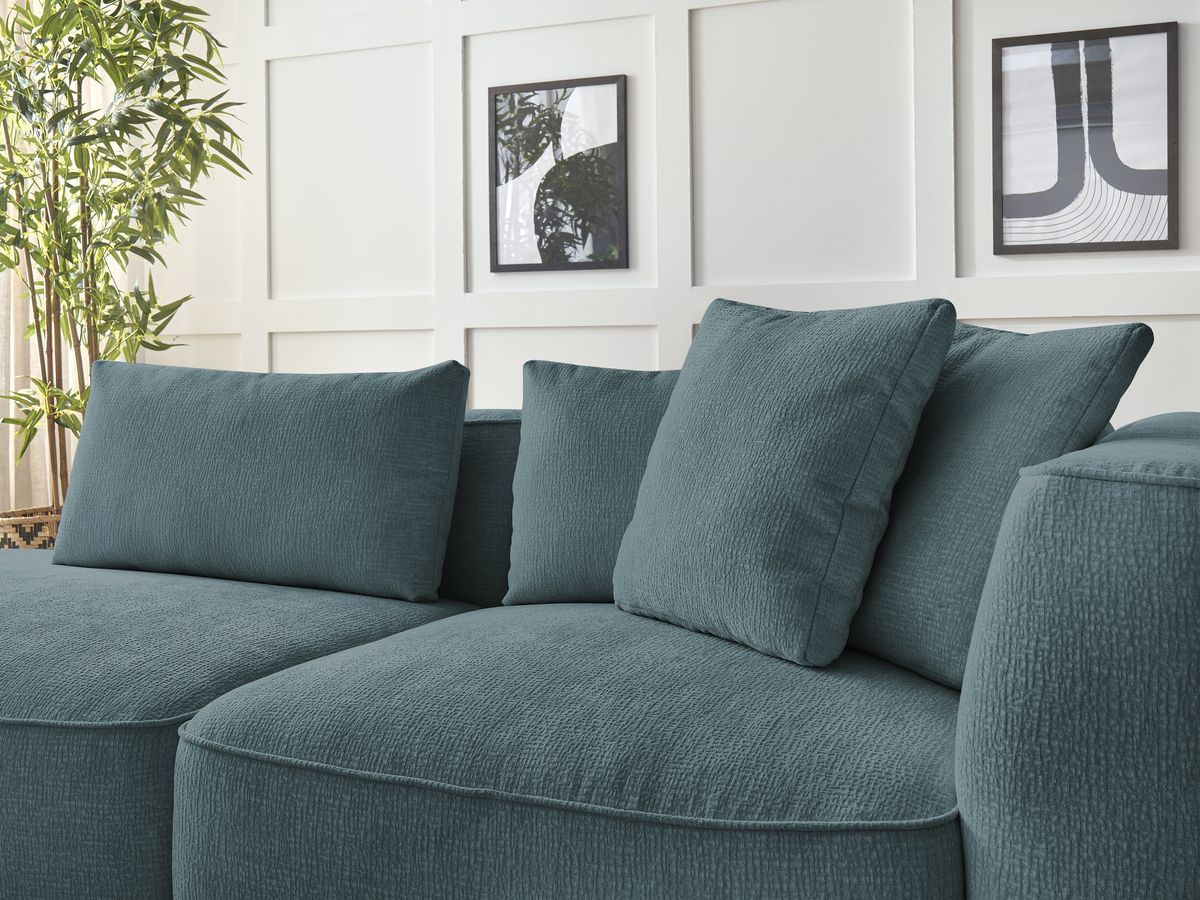 Bobochic Leopold Sofa 3-Sitzer Strukturstoff Dunkelblau Armlehne rechts