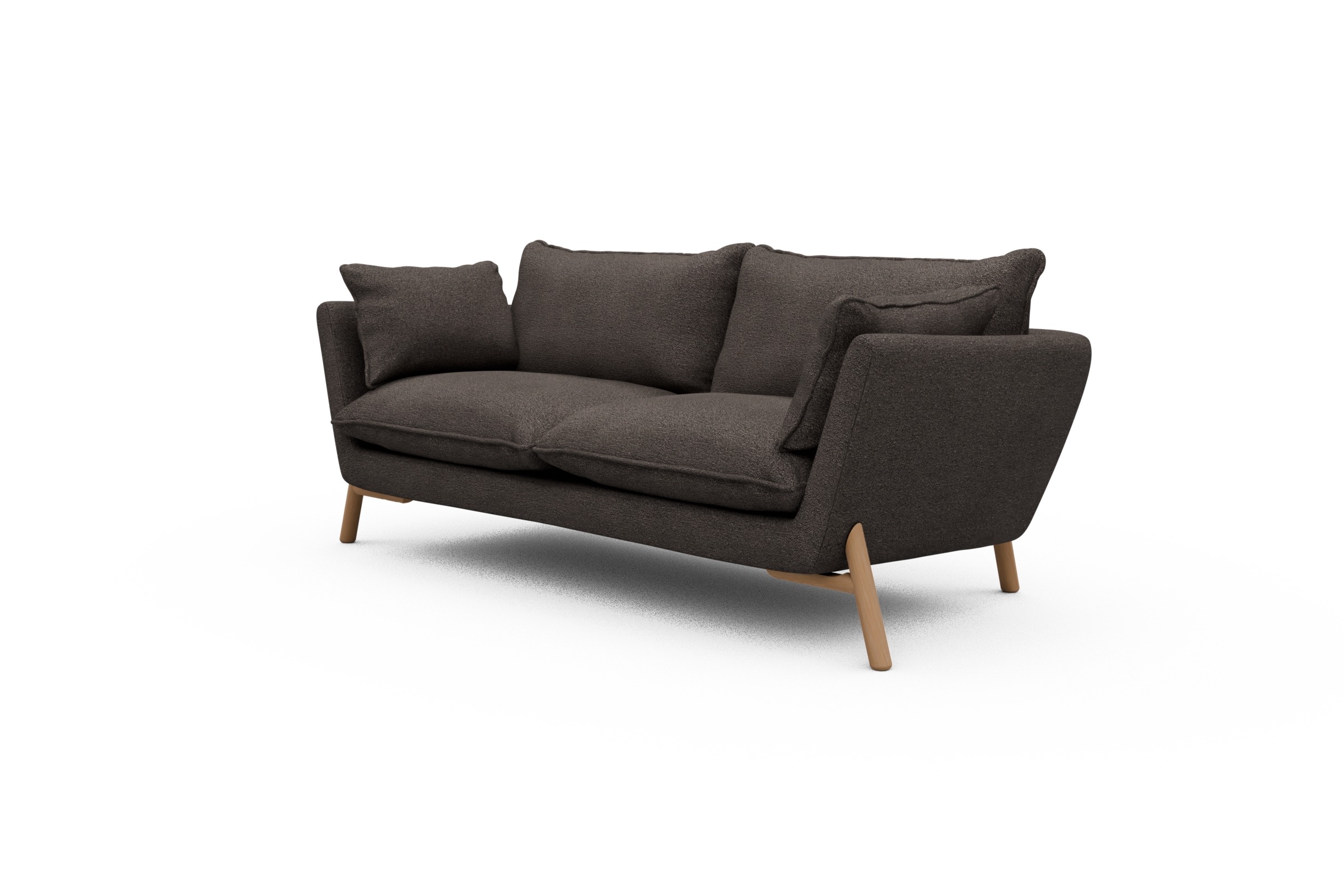 Sofa Emil PREMIUM 2-Sitzer Beinfarbe Eiche Natur Boucle-Taupe