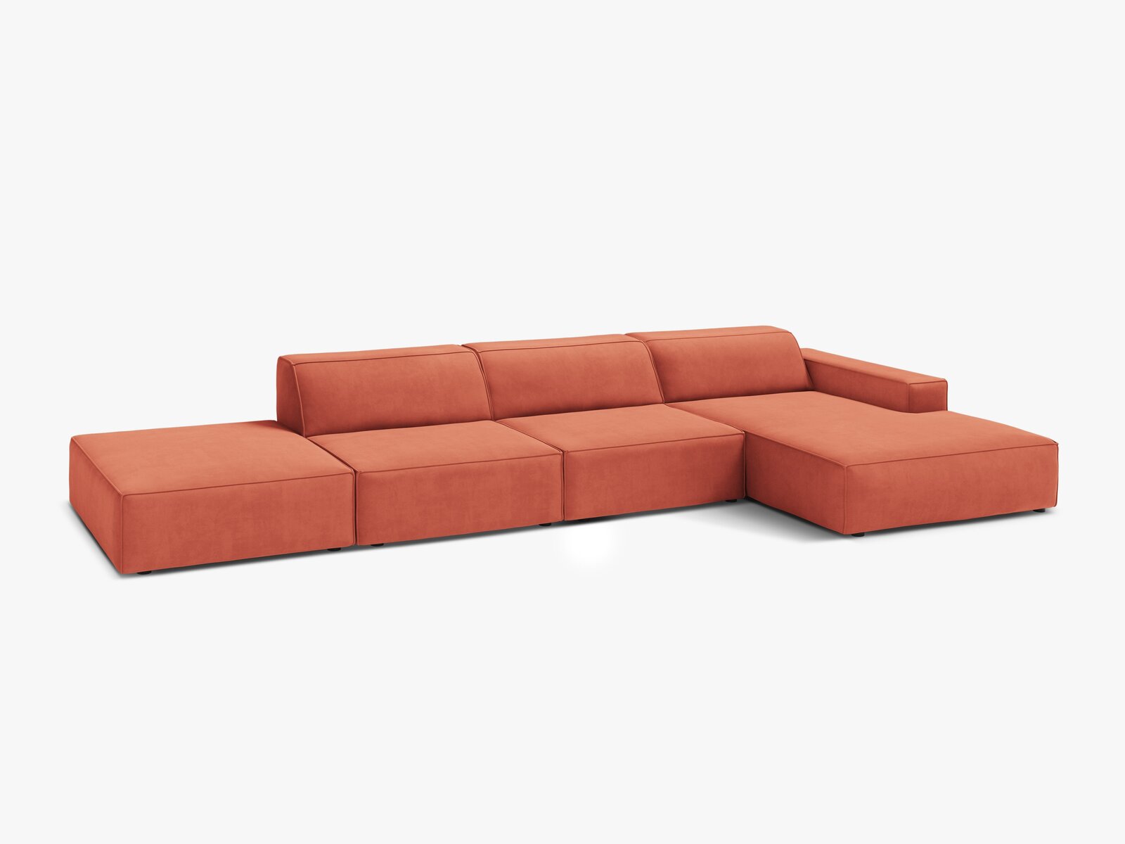 Micadoni Ecksofa Jodie 5-Sitzer Samt Venus Koralle Rechts
