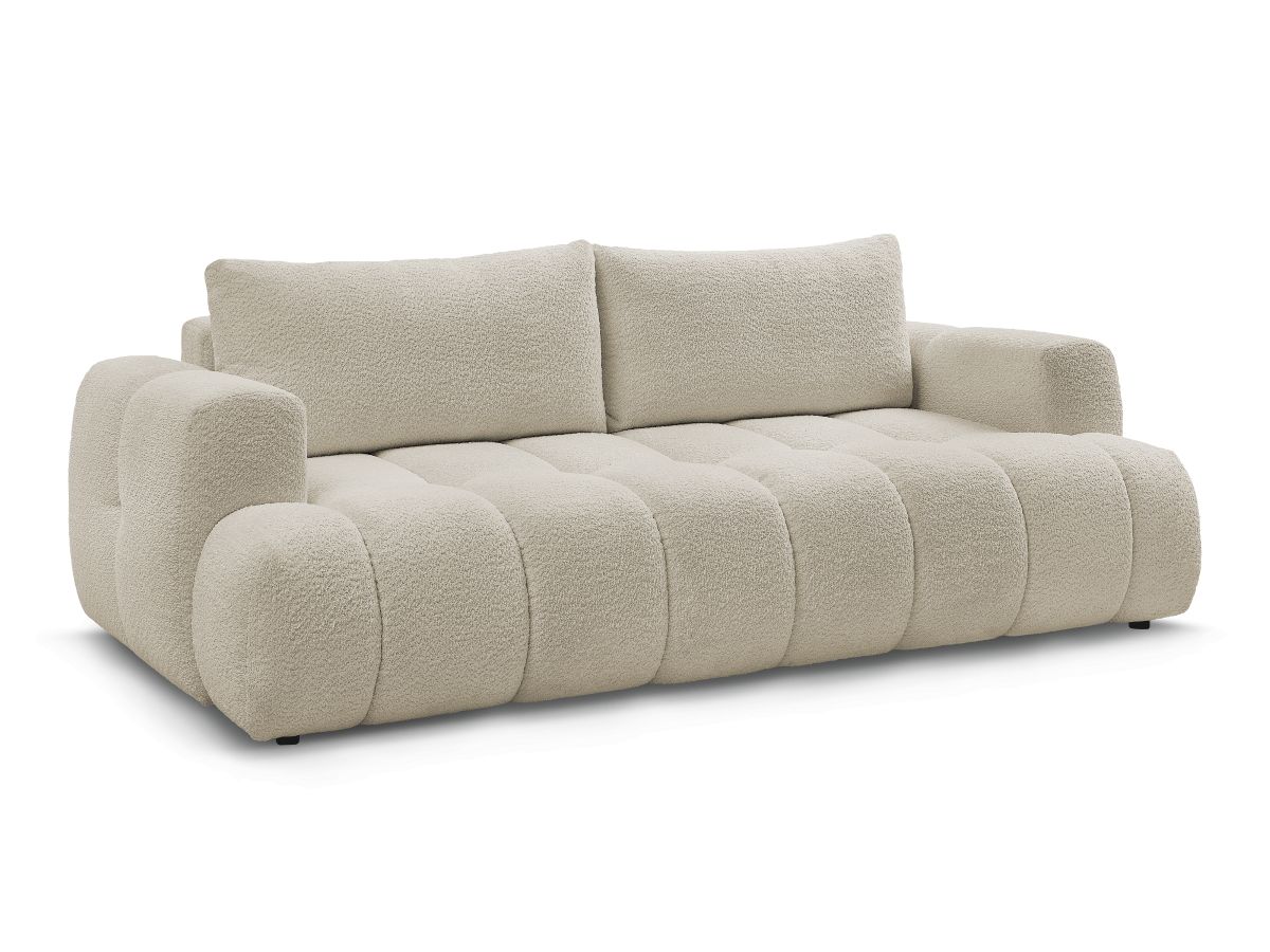 Bobochic Fuji Schlafsofa 3-Sitzer mit Bettkasten Bouclé-Stoff Beige