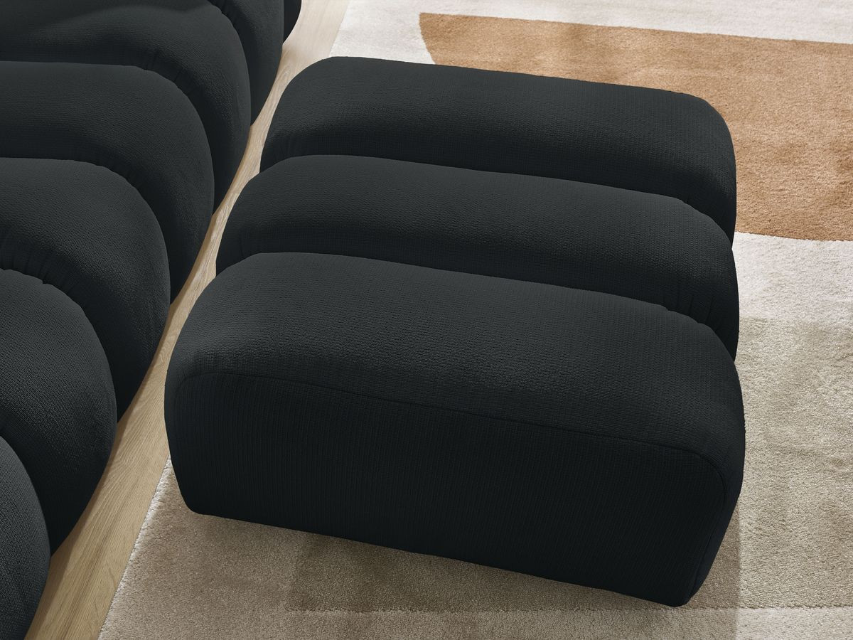 Bobochic Talia Sofa 3-Sitzer mit Pouf Melange-Stoff Schwarz