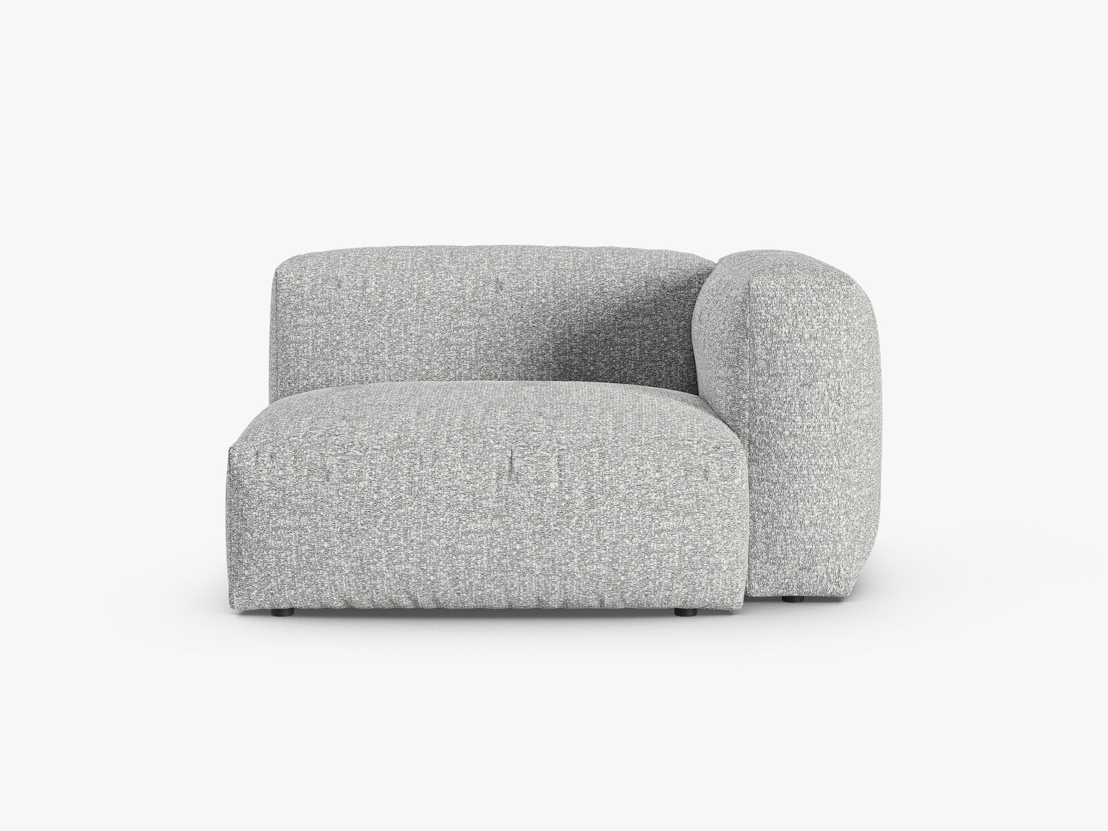 Micadoni Eckmodul mit Armlehne Martina 1-Sitzer 90cm Sitztiefe Rechts Boucle Monet Silber