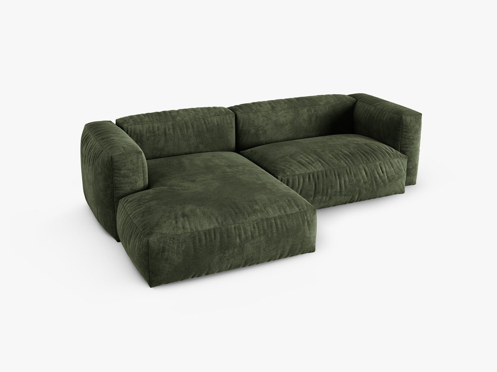 Micadoni Ecksofa Martina 2-Sitzer 90cm Sitztiefe Links Samt Vogue Grün